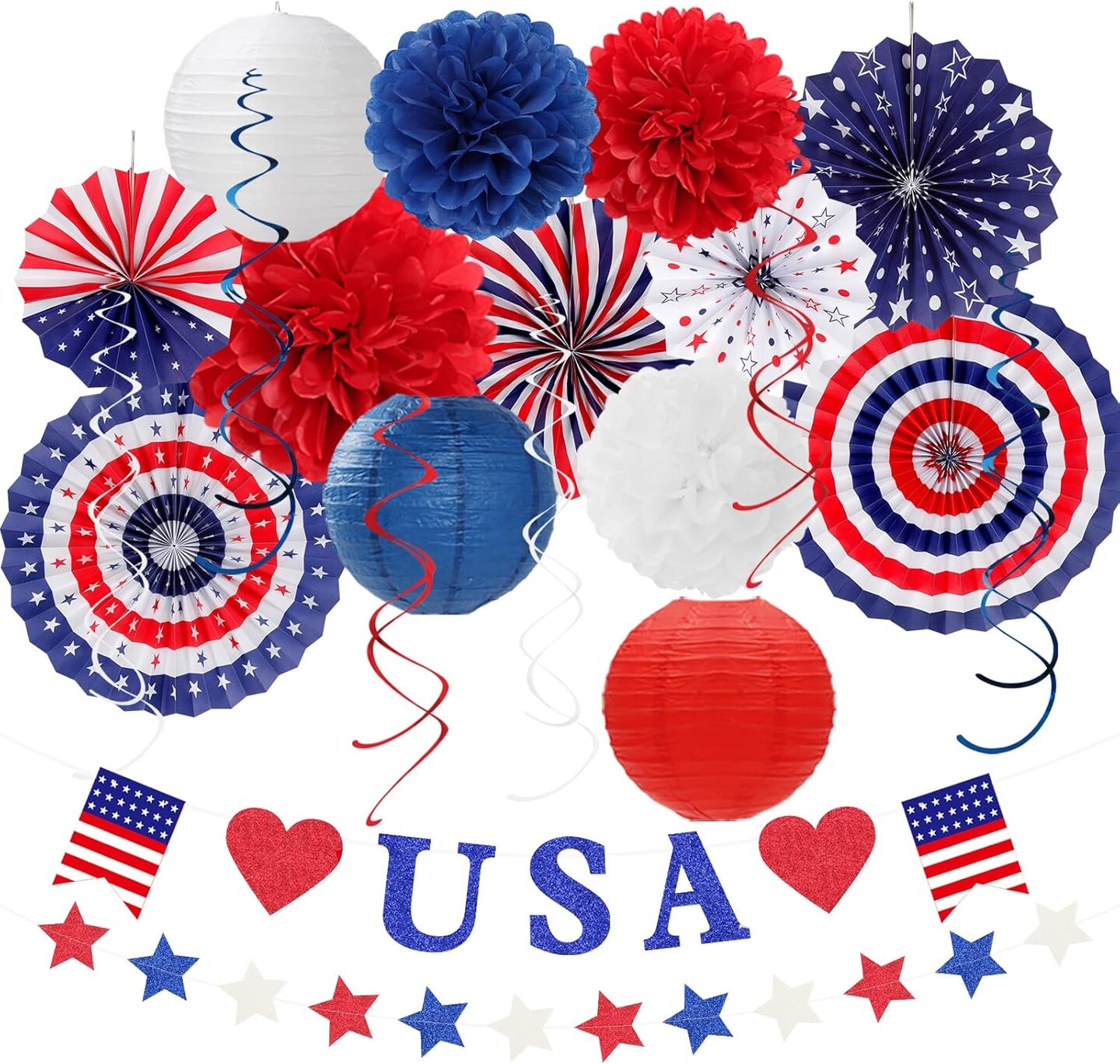Red-White Blue Memorial-Day Patriotic Decorations