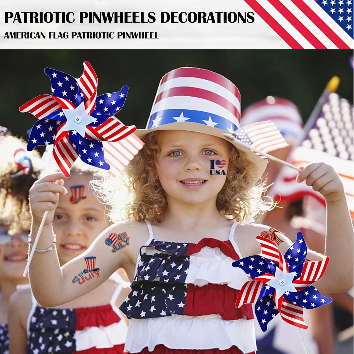 10 Pcs Patriotic Pinwheels Decorations