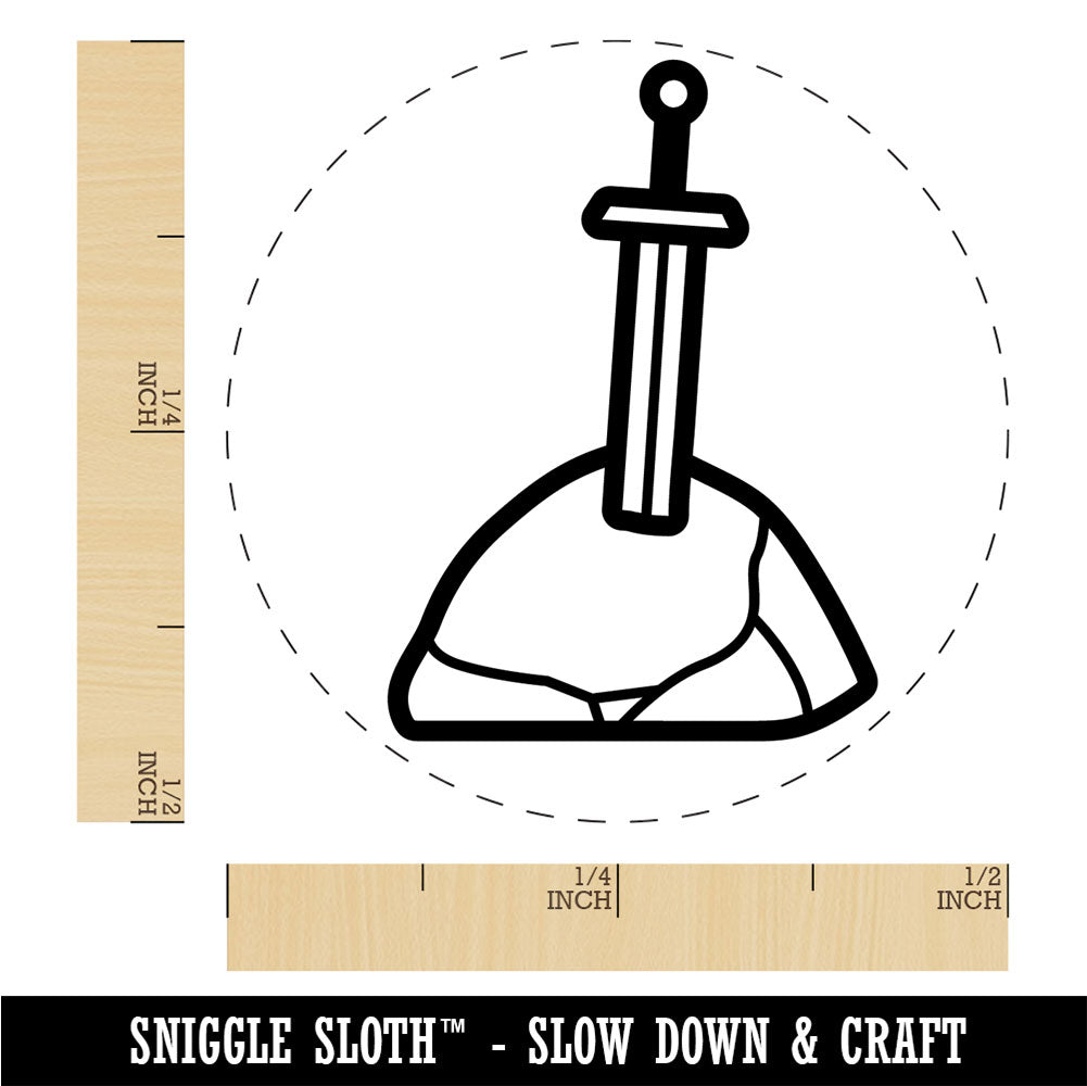 Sword In Stone King Arthur Camelot Medieval Fantasy Rubber Stamp for Stamping