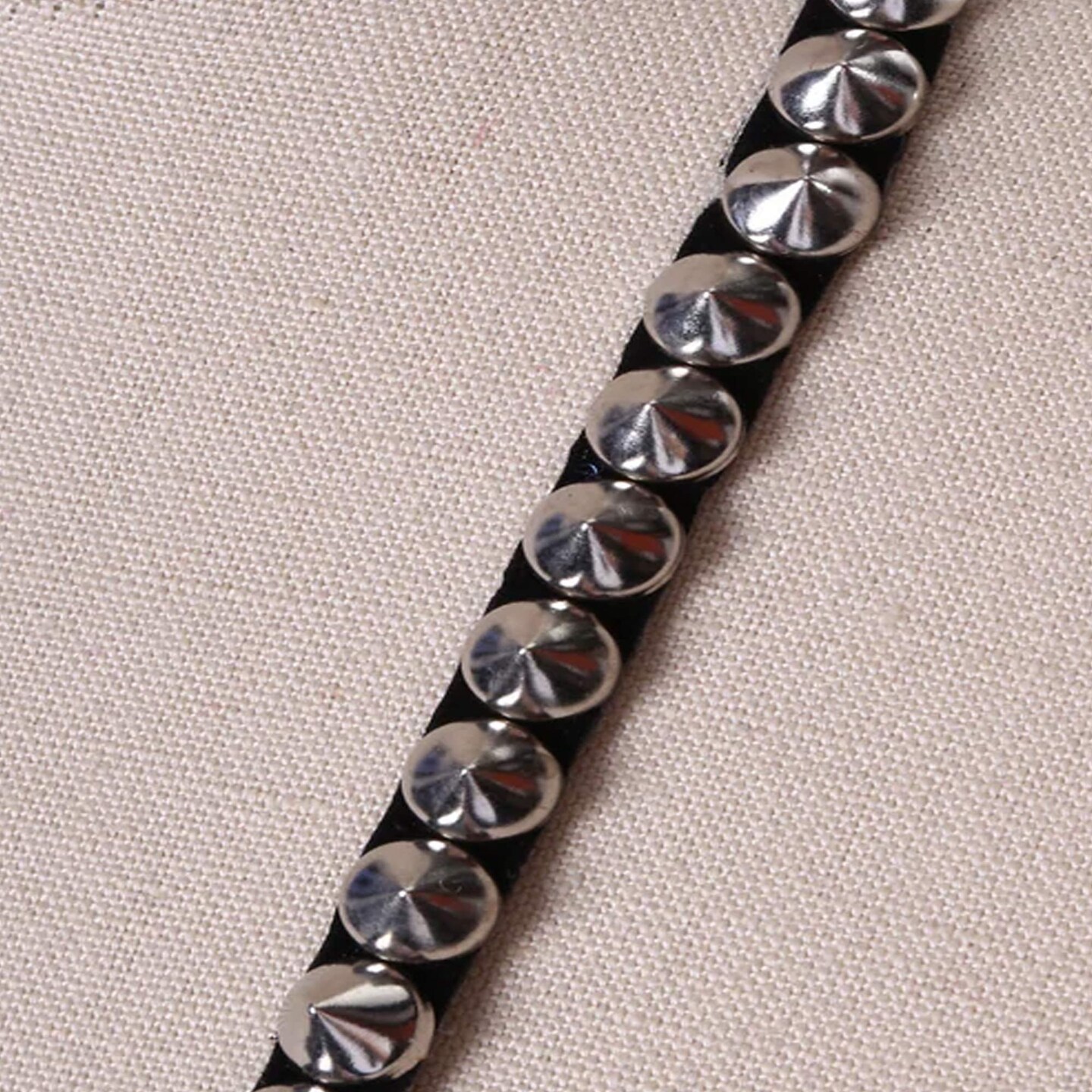 1 Yard Silver Iron On Spike Tape Trim 1/4 Inch on Black Velvet