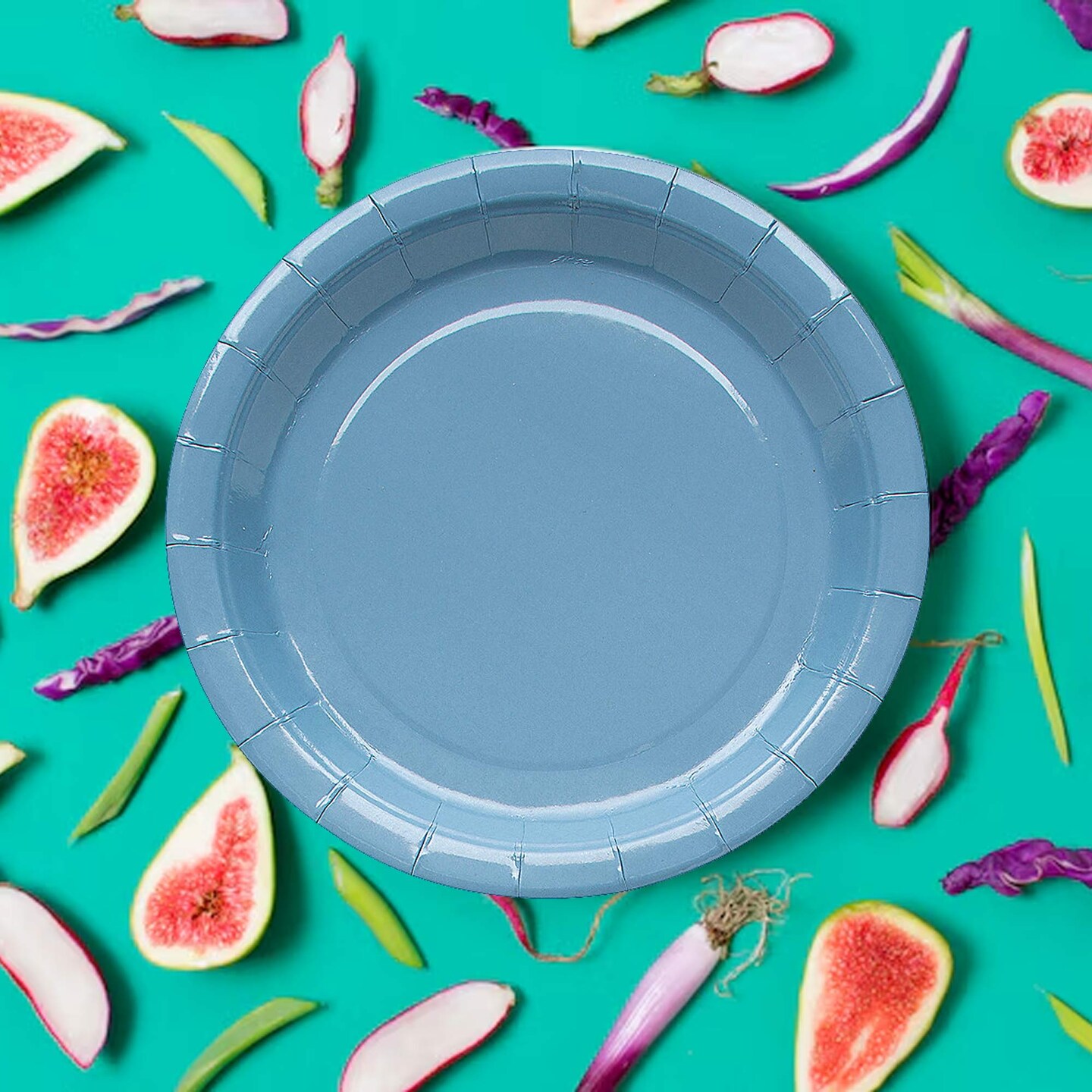 24 Count Slate Gray 7 Inch Solid Color Dessert Plates for Modern Party Snacks