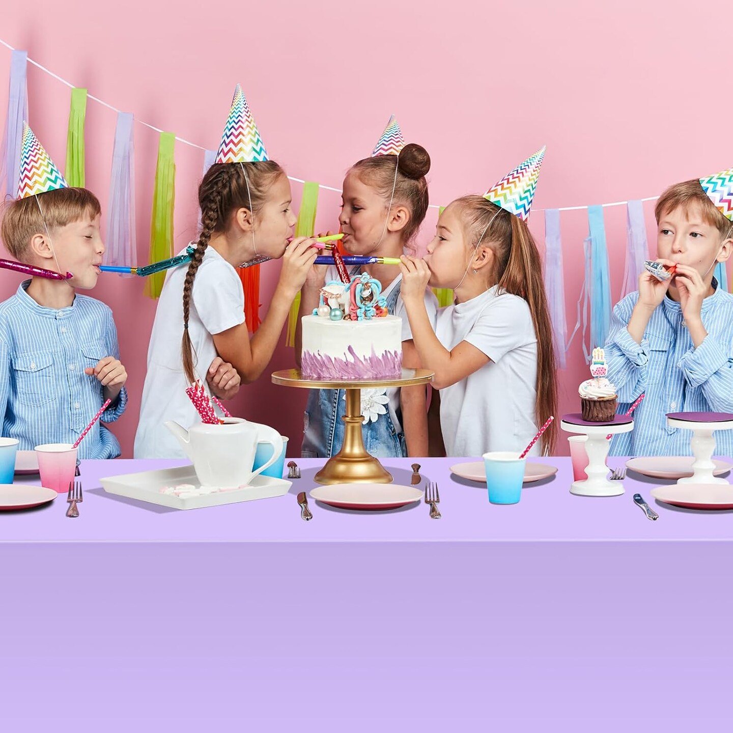 16 Pack Light Purple Plastic Tablecloth