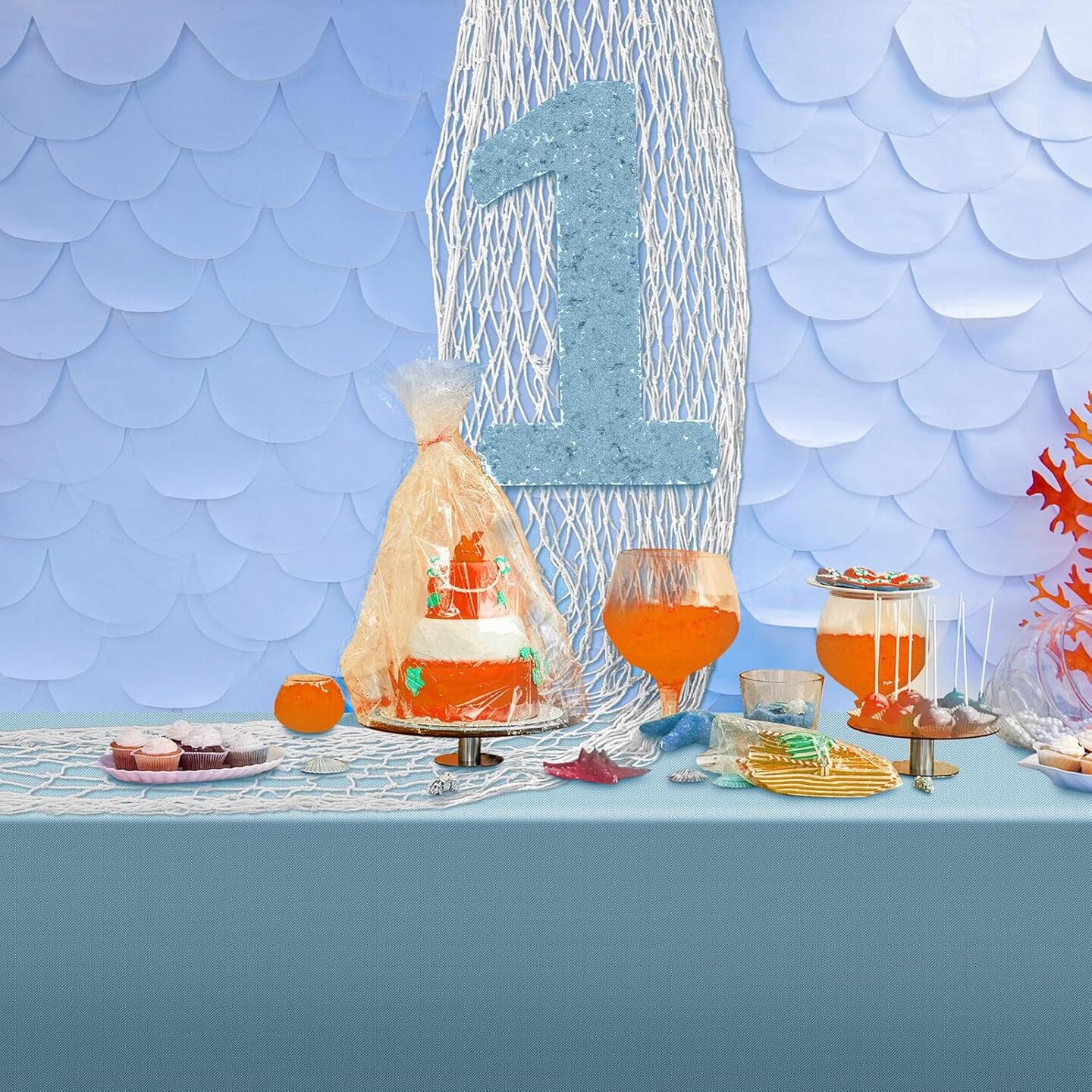 6 Pcs Fish Net Decorative and Tablecloth Se