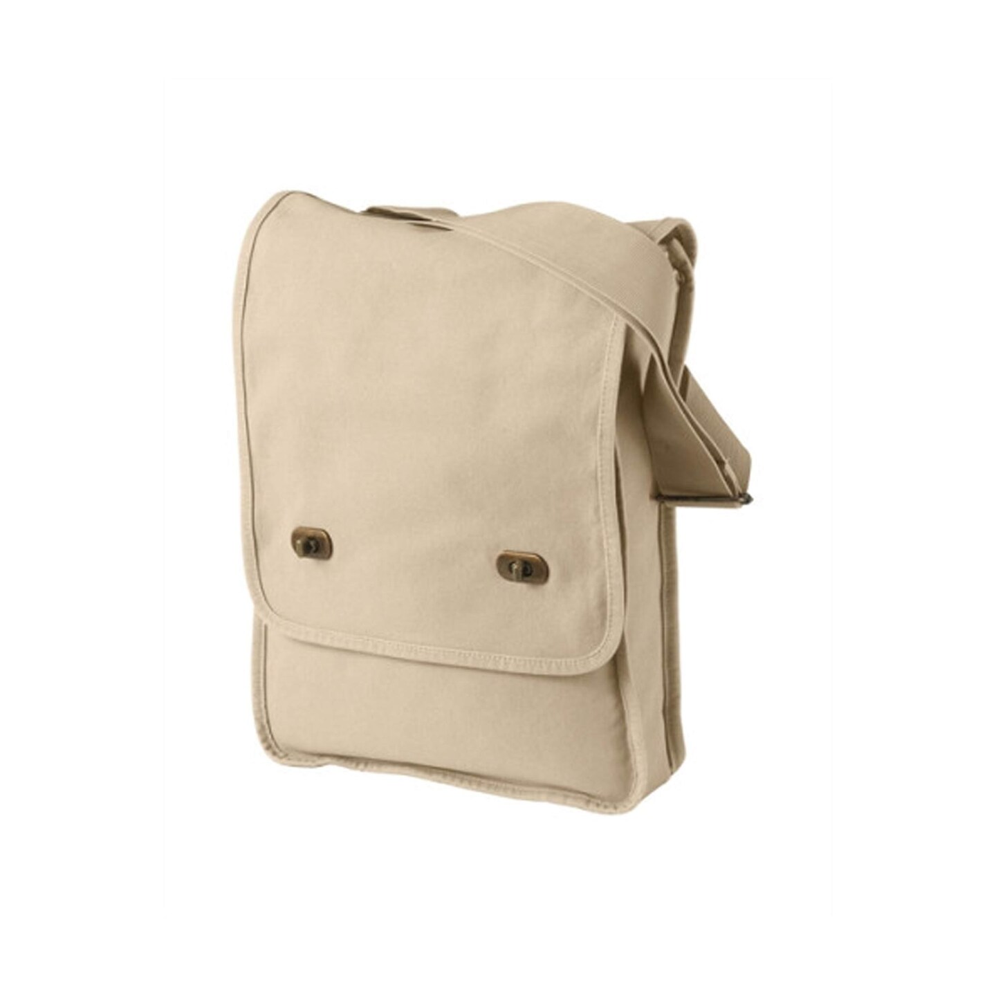 Authentic Pigment&#xAE; Pigment Dyed Canvas Field Bag with Brass Buckles and Zipper Pocket