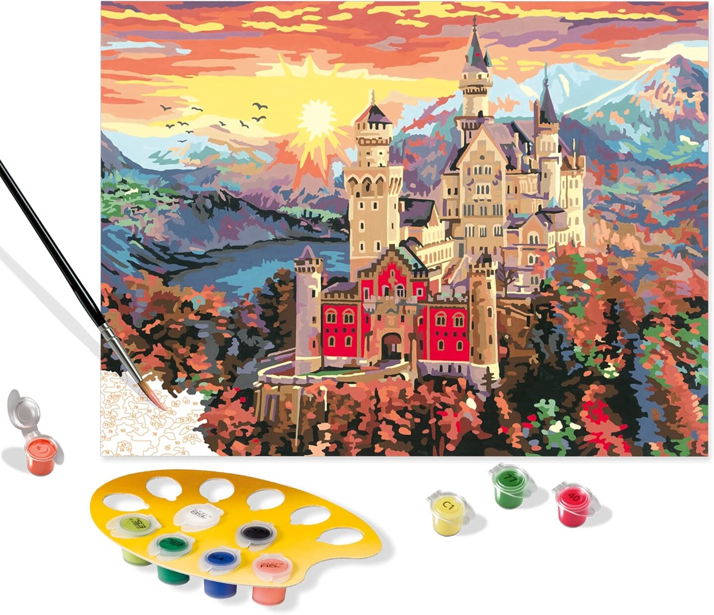 CreArt Fairytale Castle Paint by Numbers Kit for Adults - Painting Arts and Crafts for Ages 14 and Up