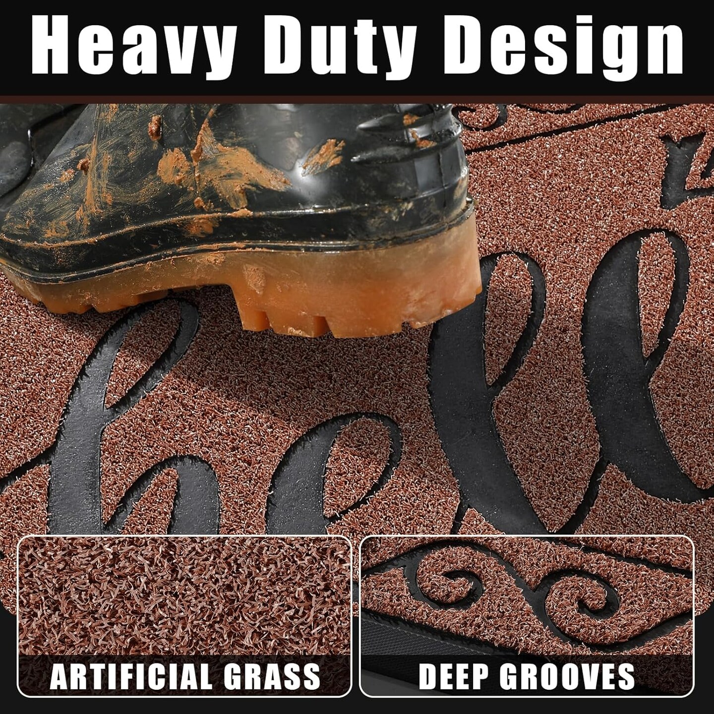 Outdoor Indoor Door Mat Outside Entrance 29.5 x 17, 100% Waterproof All-Season Front Welcome Mat, Washable Heavy Duty Doormat, Stain and Fade Resistant, Low Profile, Easy Clean,Maroon