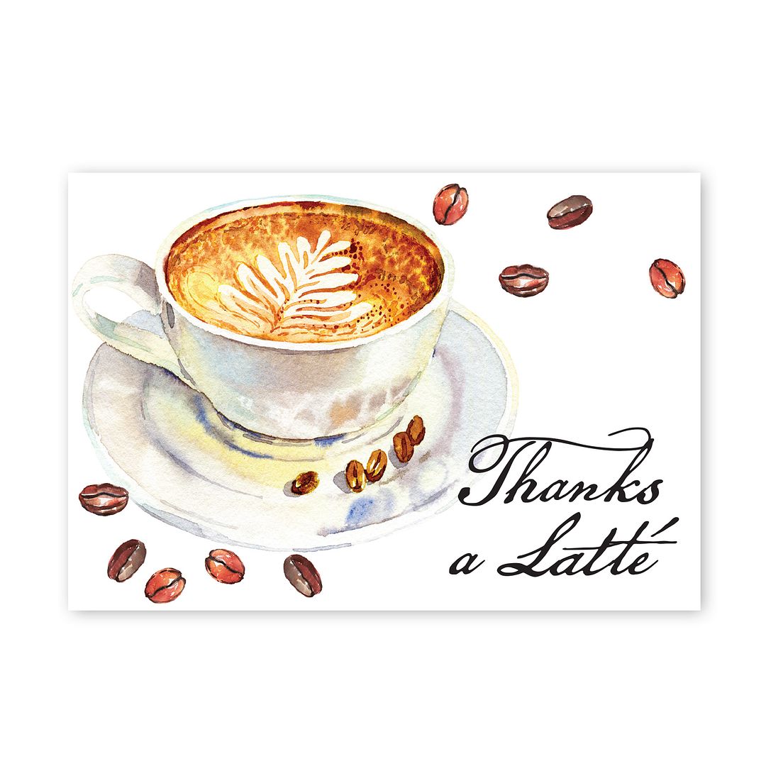 Great Papers! Thanks a Latte Thank You Note Card and White Envelope, 4.875" x 3.375", 24 count