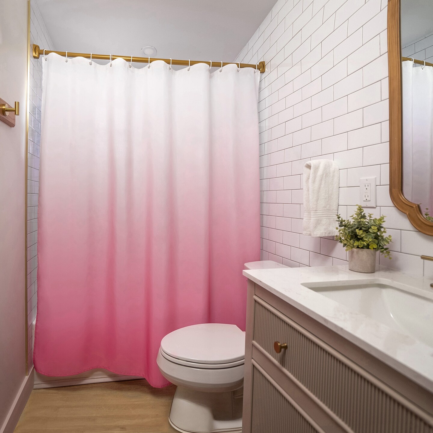 Americanflat 71x74 Ombre Pink Shower Curtain - Water Resistant - Polyester Fabric