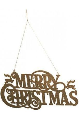 16&#x22; Metal Merry Christmas Hanger: Gold