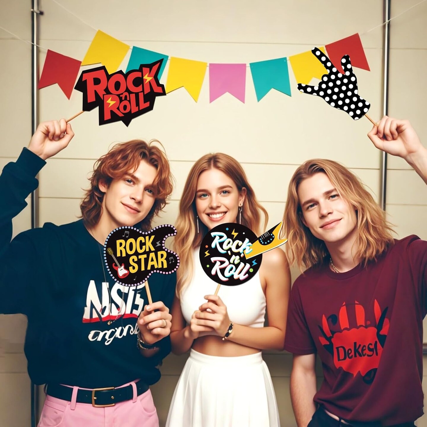 24 PCS Rock and Roll Photo Booth Props