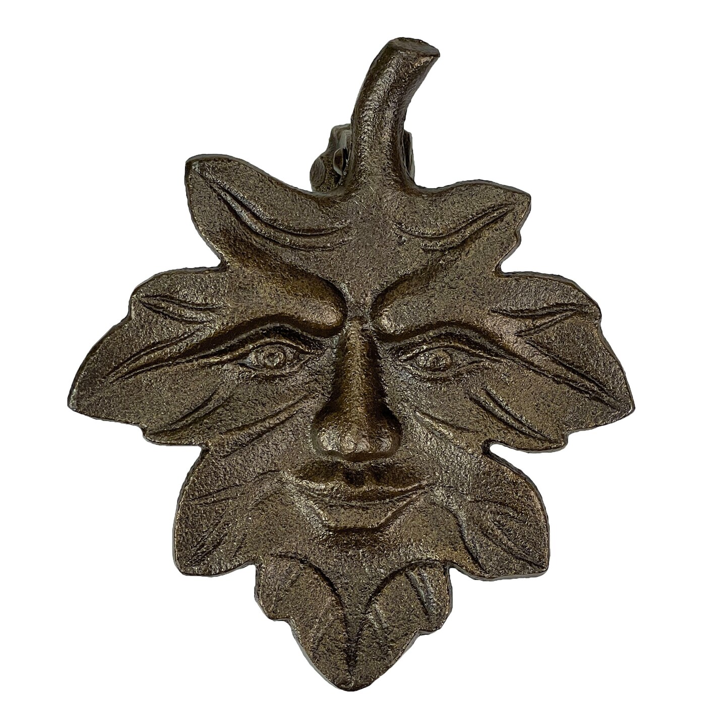 Bronze Finish Cast Iron Leaf Face Door Knocker - Artistic Entry Decor