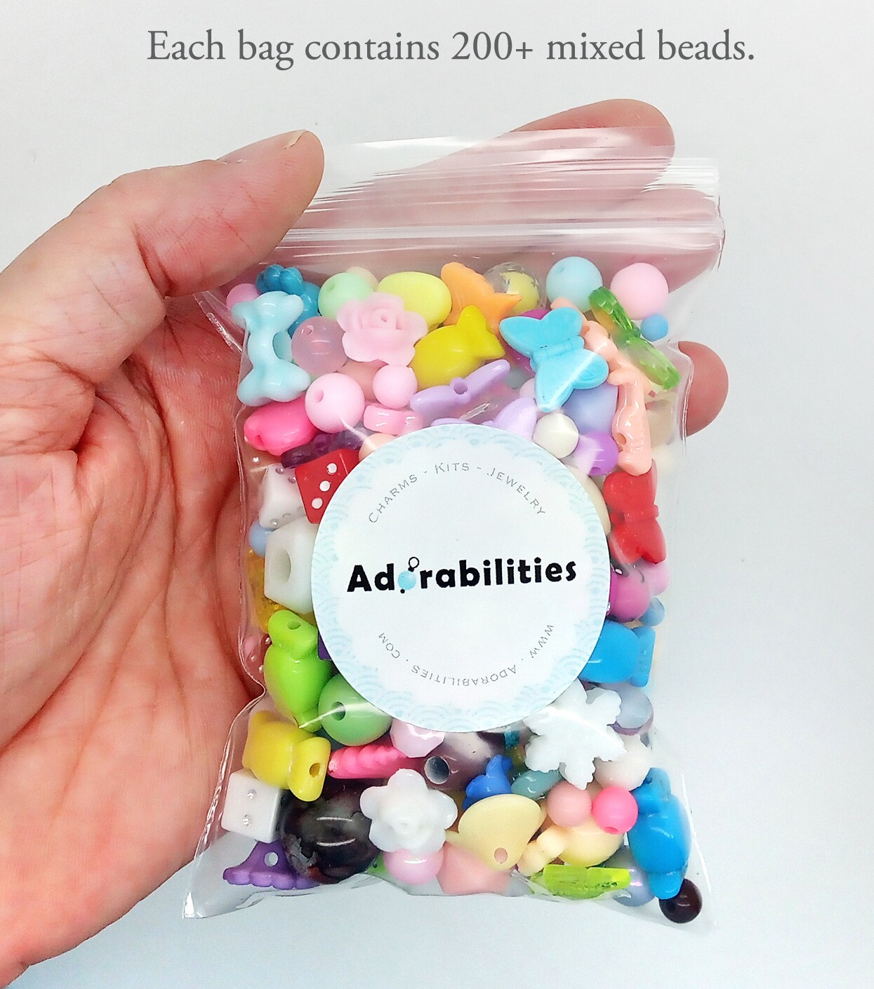 Acrylic Bead Mix, Huge Variety of Colorful Beads for Crafts, about 200 pieces, Adorabilities