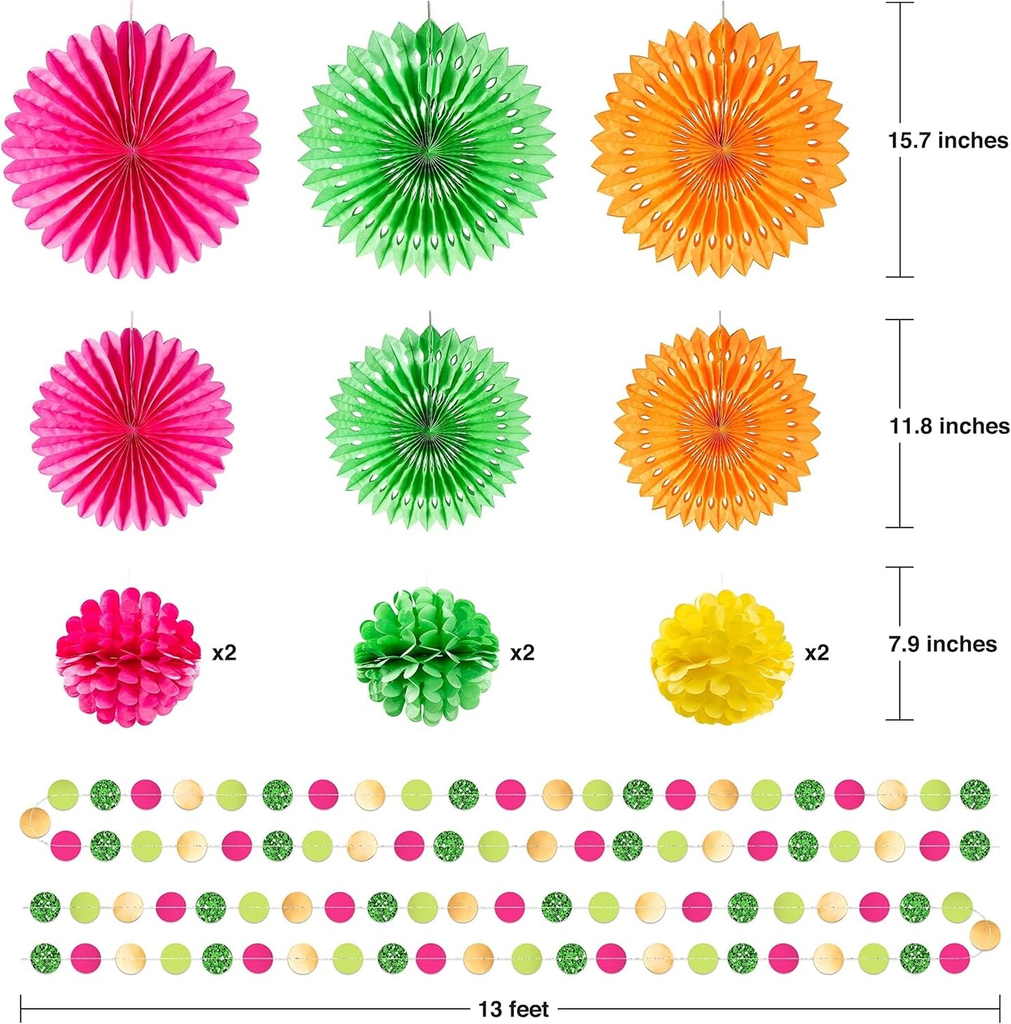 12 pcs Tropical Decoration Paper Fans for Party Decoration