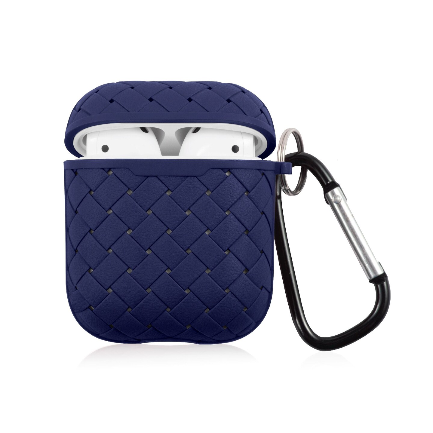 For Apple AirPods 2 / 1 Case, Protective Cover with Keychain for Women Men, Blue Weave Pattern