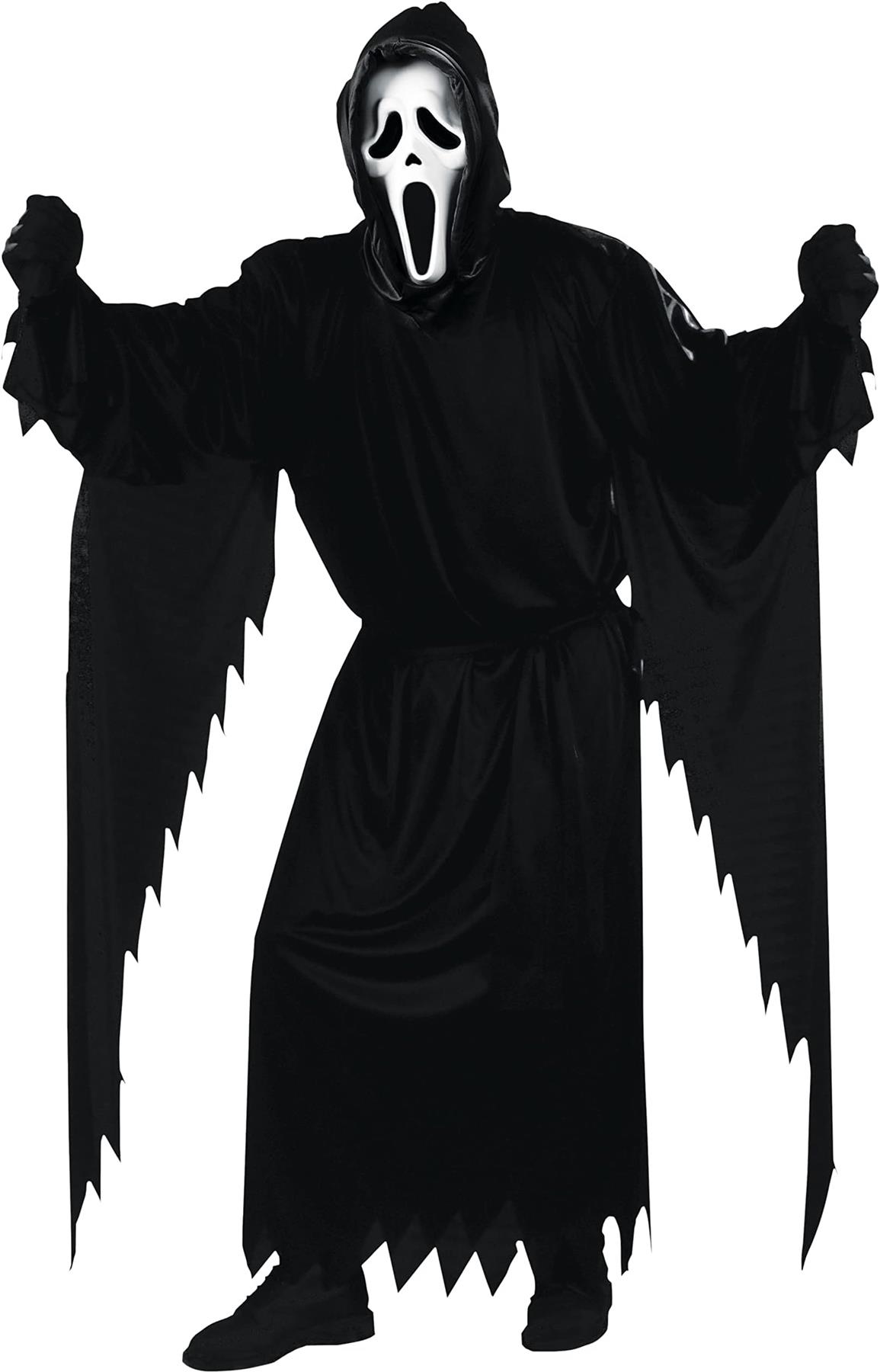 Adult Scream Halloween Fancy Dress Horror Movie Black Costume & Mask Standard Size