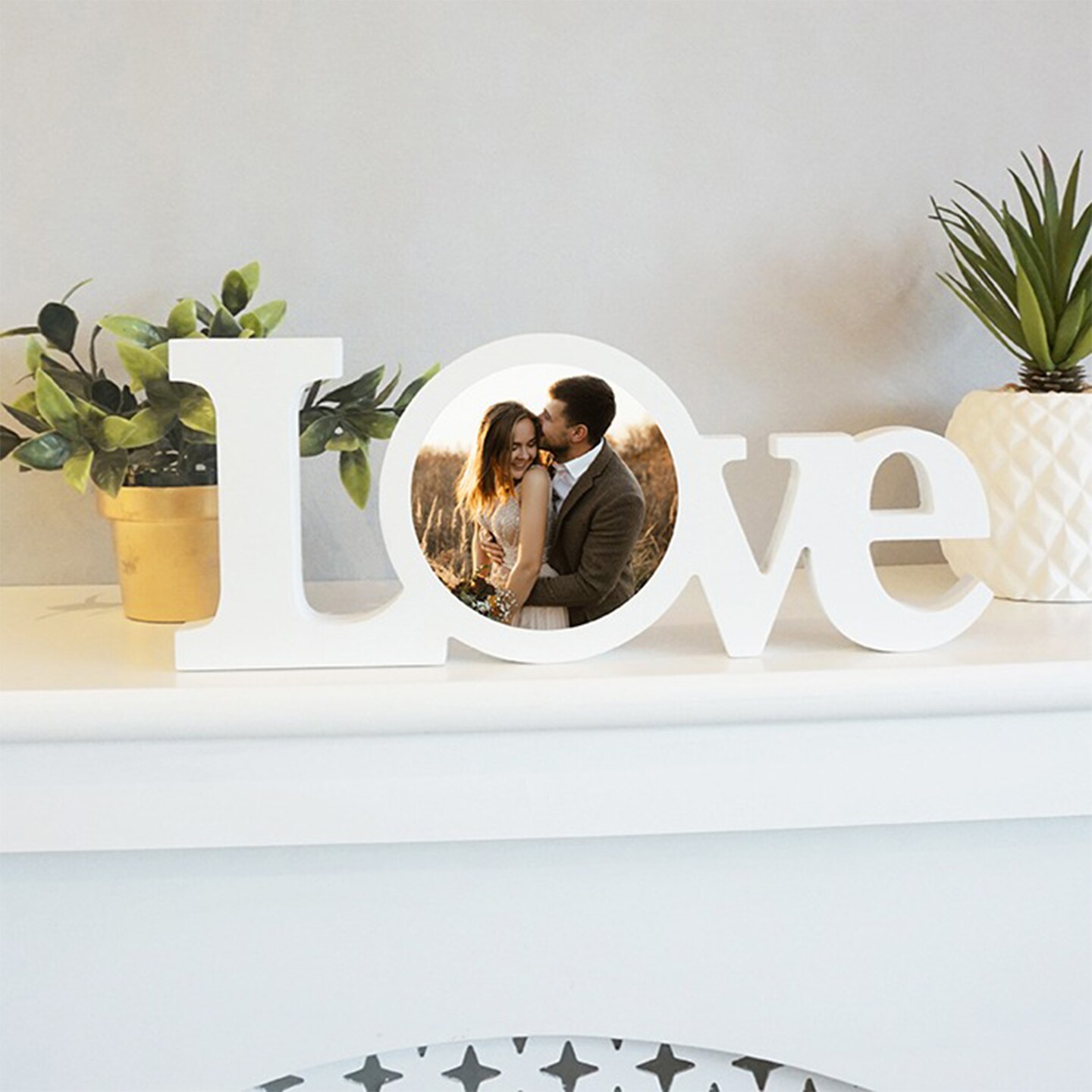 Sublimation Blank  White Coated Wood Word Blocks Home D&#xE9;cor for Mantle&#x2013; Sublimation Ready with 3.74&#x201D; Plate- Love