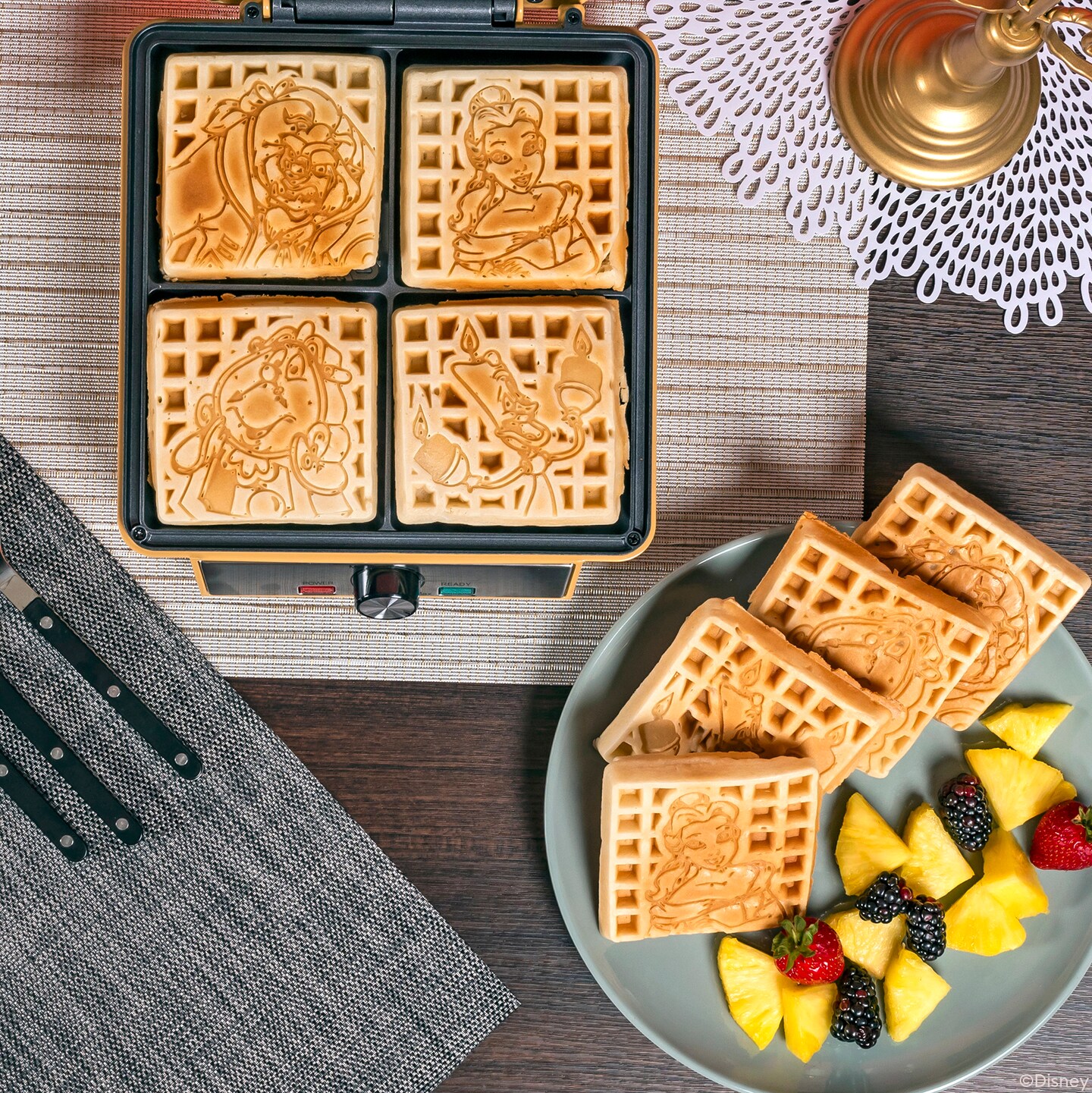 Uncanny Brands Disney Beauty and the Beast Deluxe Waffler