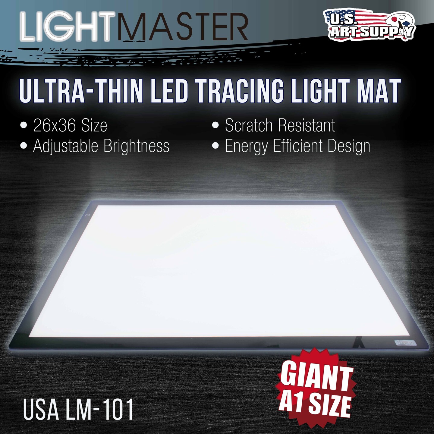 Lightmaster Giant 45-1/4&#x22; Diagonal (A1) 26 3/4&#x22; x 36 3/4&#x22; LED Lightbox Board, 12-Volt Super-Bright Ultra-Thin 3/8&#x22; Profile Light Box Pad, Dimmable LED