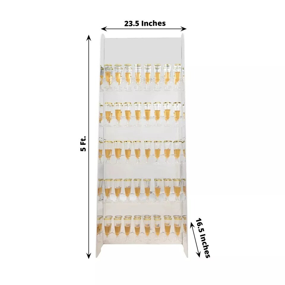Silver 5 ft Foam 5-Tier Wine Glass Rack Champagne Flute Holder Stand Party