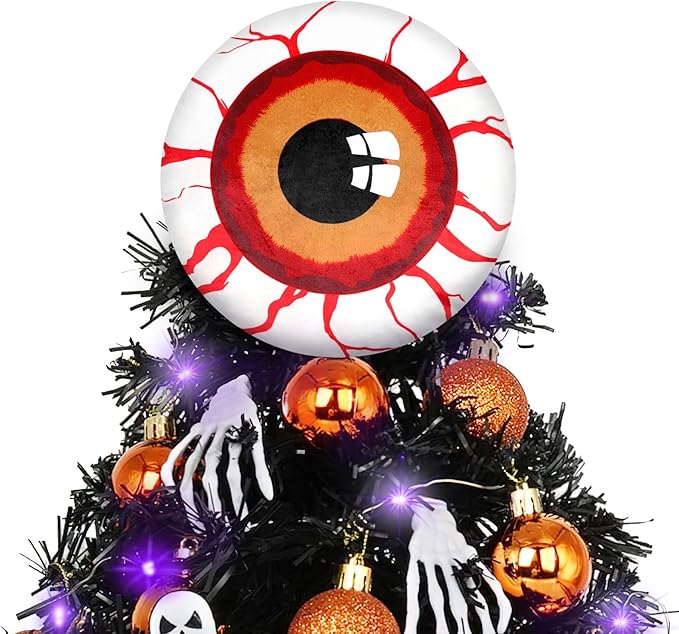 Halloween Tree Topper Eyeball Decor Halloween Christmas Tree Decorations Indoor Red Spooky Eyeball Design Halloween Tree Ornament Party Supplies