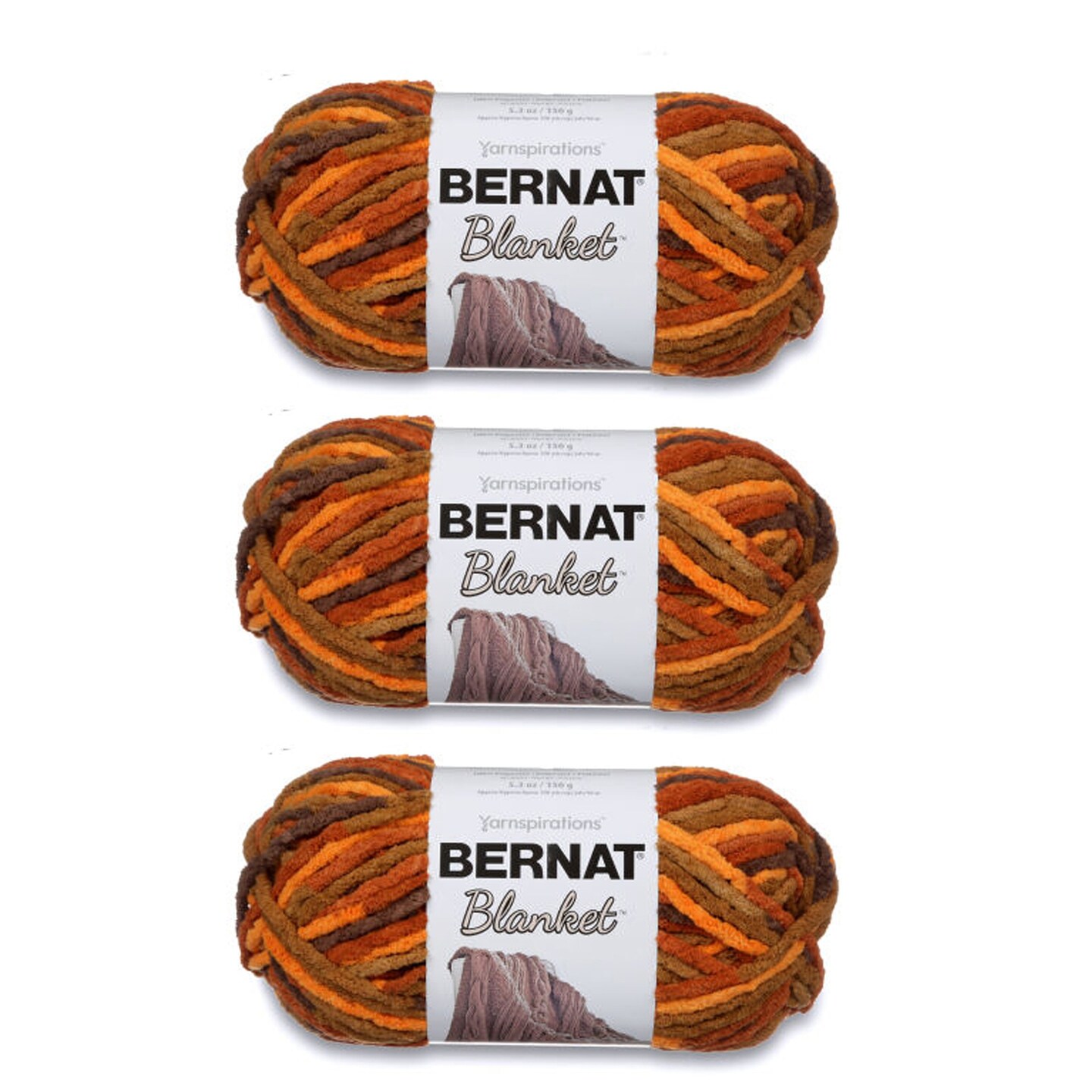 Bernat Blanket Fall Leaves Yarn - 3 Pack of 150g/5.3oz - Polyester - 6 Super Bulky - 108 Yards - Knitting/Crochet