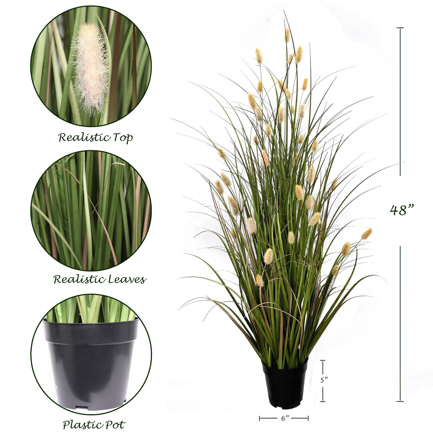 Lush 24-Inch Artificial Grass Bush with Lifelike Buds - Indoor/Outdoor Faux Greenery Decor, Perfect for Home and Garden, Floral Home by Artificial Flowers