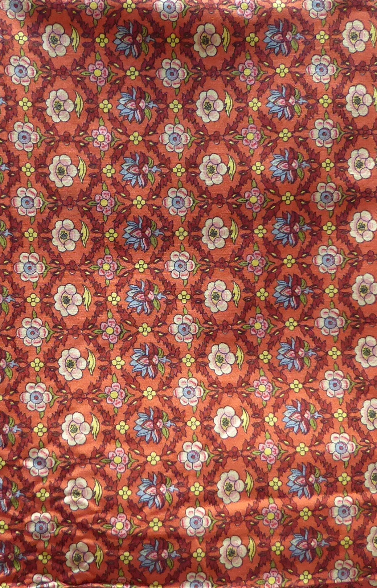 Vintage Orange and Blue Floral 1 7/8 Yard Cotton Fabric Windham 44 inches wide