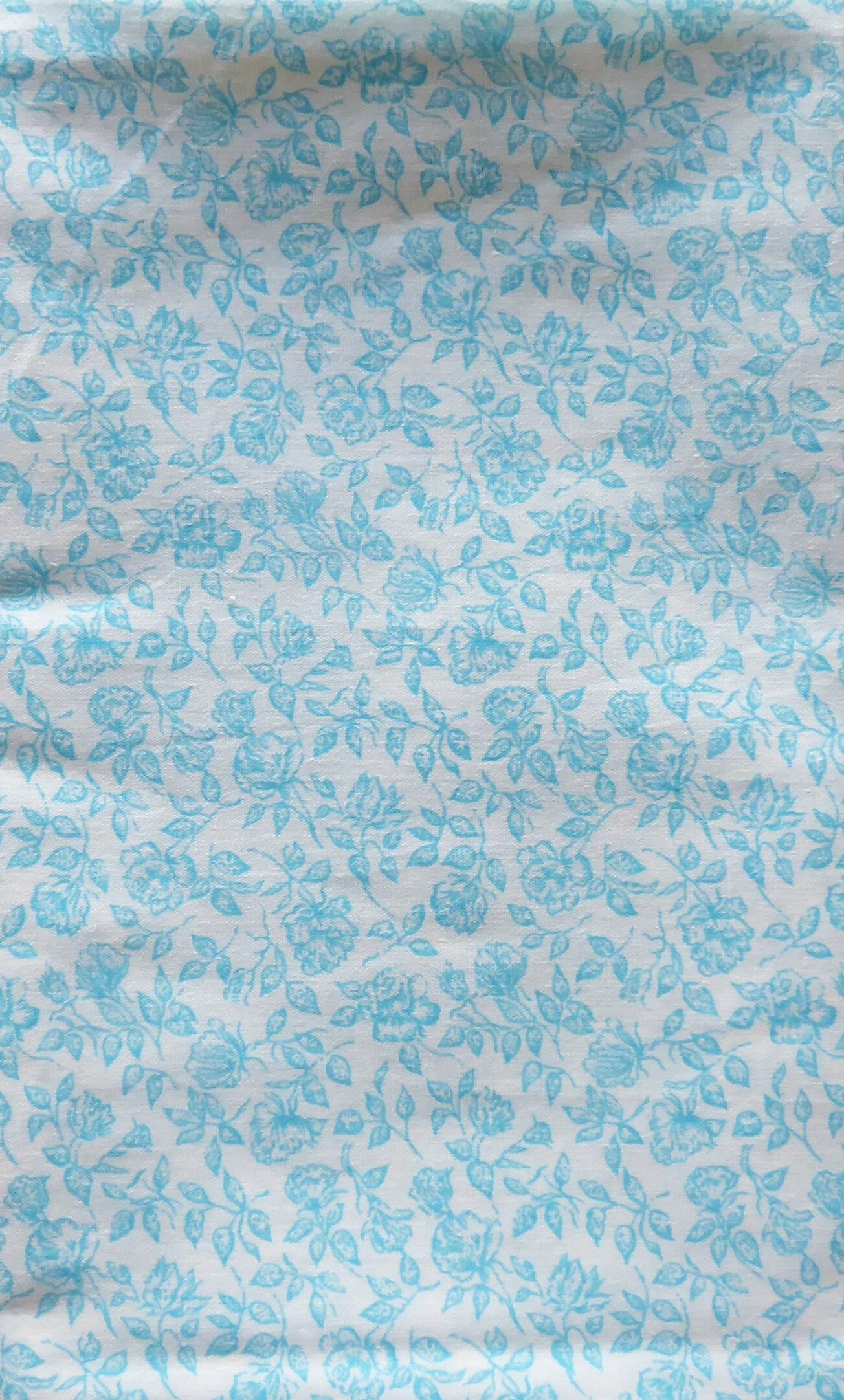 Vintage Turquoise Flowers 1 7/8 Yard Cotton Fabric 44 inches wide