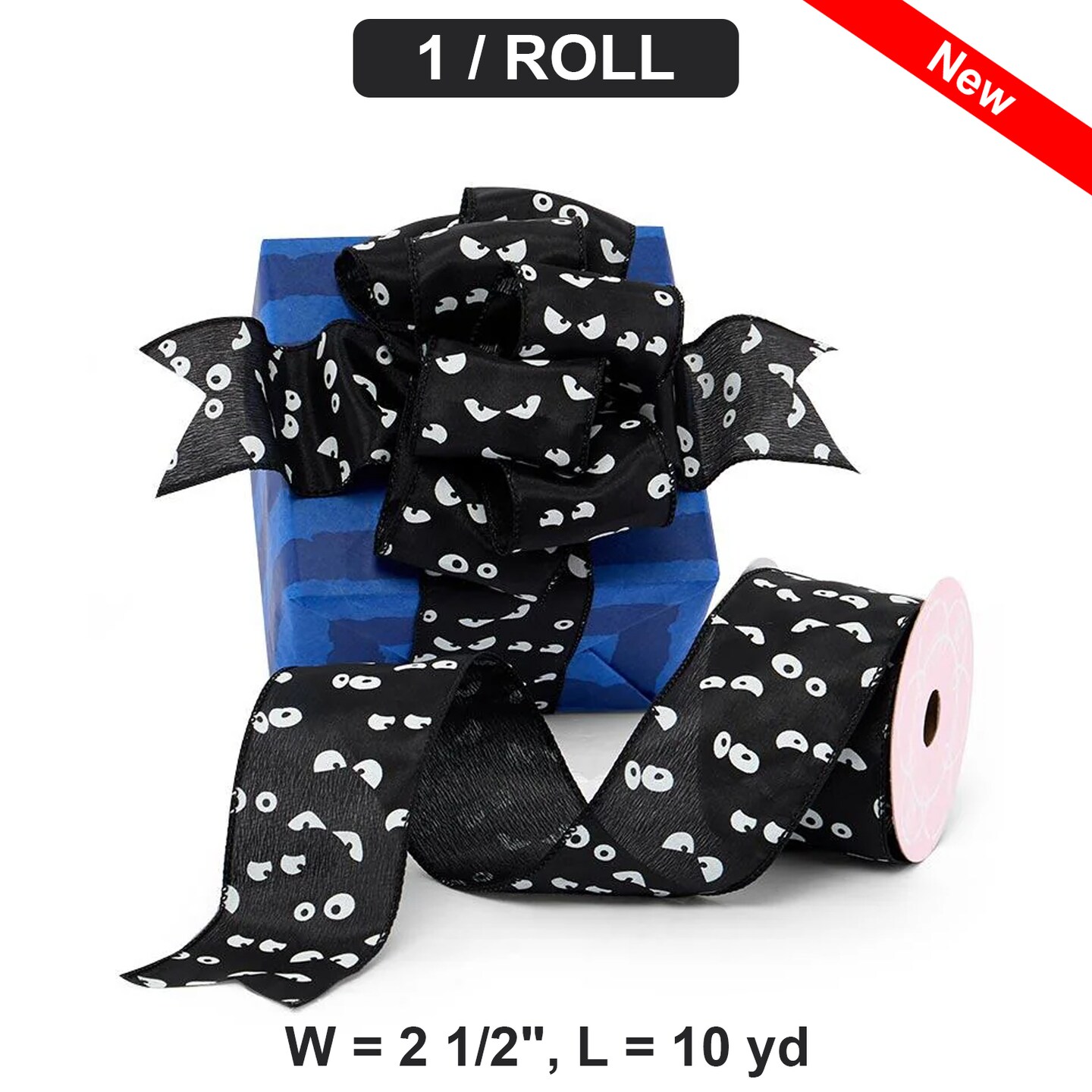 1 Roll Spooky Wired Halloween Ribbon 2.5" Wide x 10 Yards Long