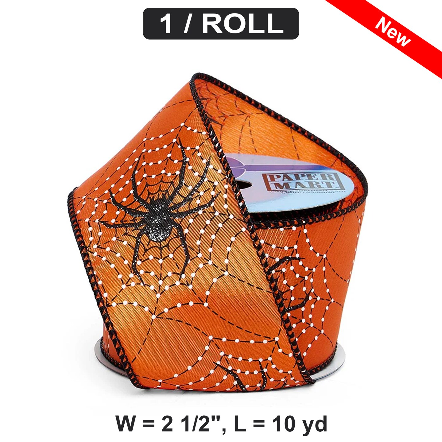 Bright Orange Wired Ribbon 2.5&#x22; x 10 yd 1 Roll