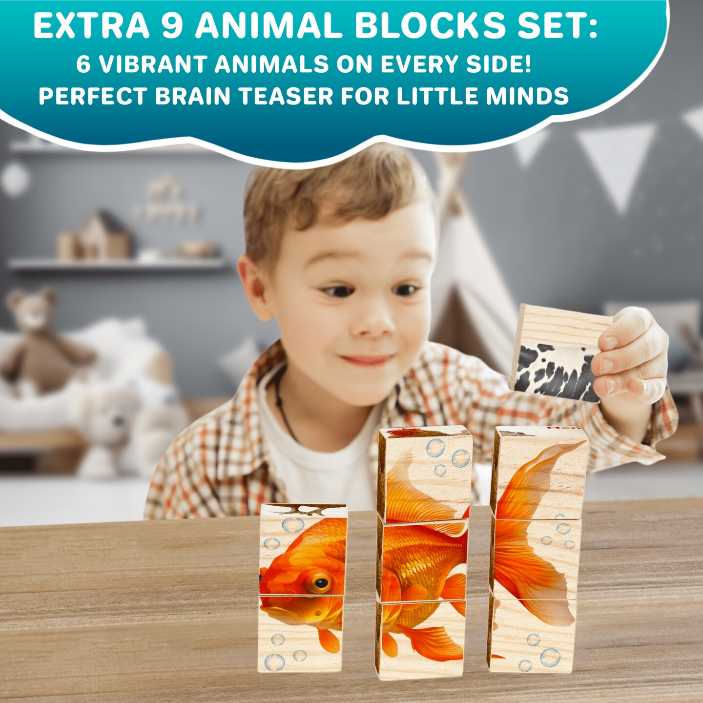 QUOKKA 35 Realistic ABC Montessori Wooden Blocks for Toddlers