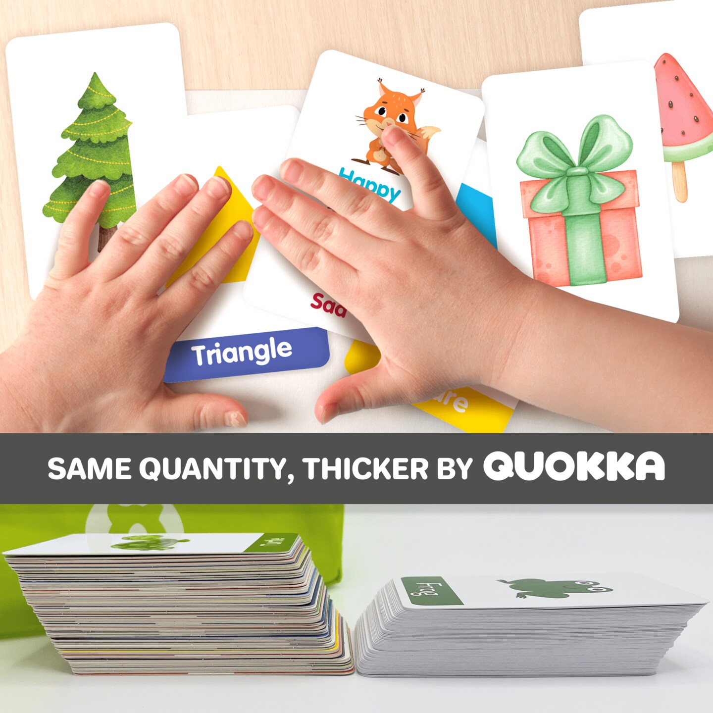 QUOKKA  ABC Learning Flash Cards for Toddlers 2-4 Years Old - 60 Flashcards Toy for Kids Ages 1-3-5 - Alphabet Numbers Colors Letters Animals Learn Activities - First Words Educational Game