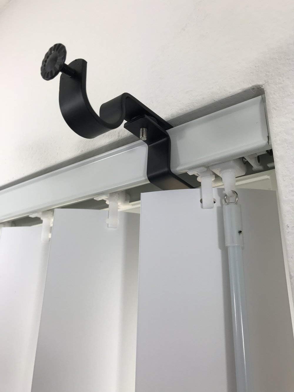 thumbnail image 2 of The NoNo Bracket – No Drill Curtain Rod Bracket Attachment For Over Blinds – Brown, 2-Pack 2 of 5