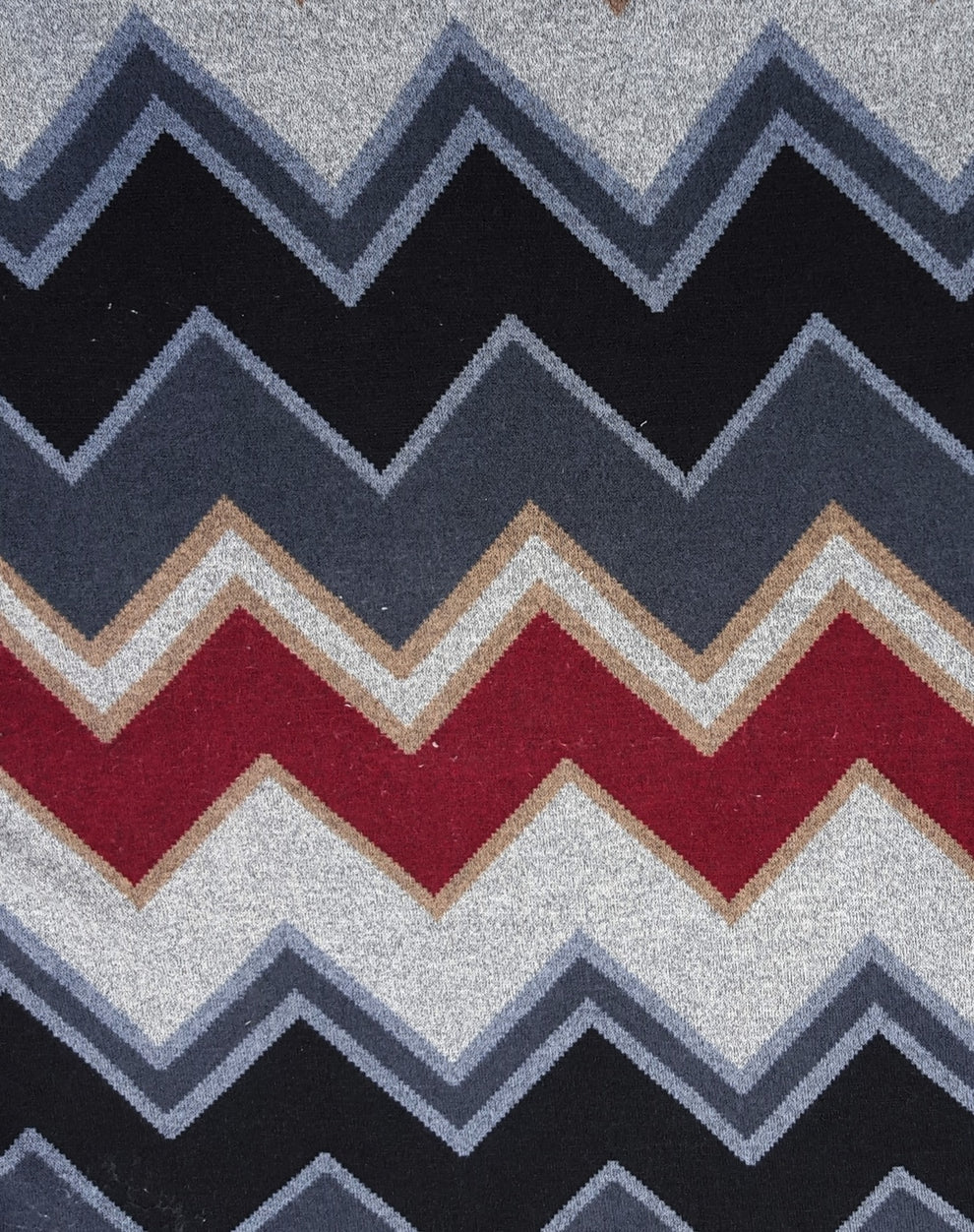 1 Yard Sweater Knit Chevron Design Burgundy Black Oatmeal Fabric