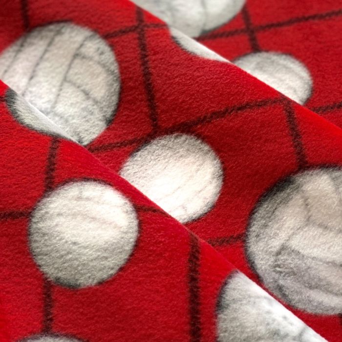 Volleyball Red Anti-Pill Premium Fleece Fabric | By The Yard