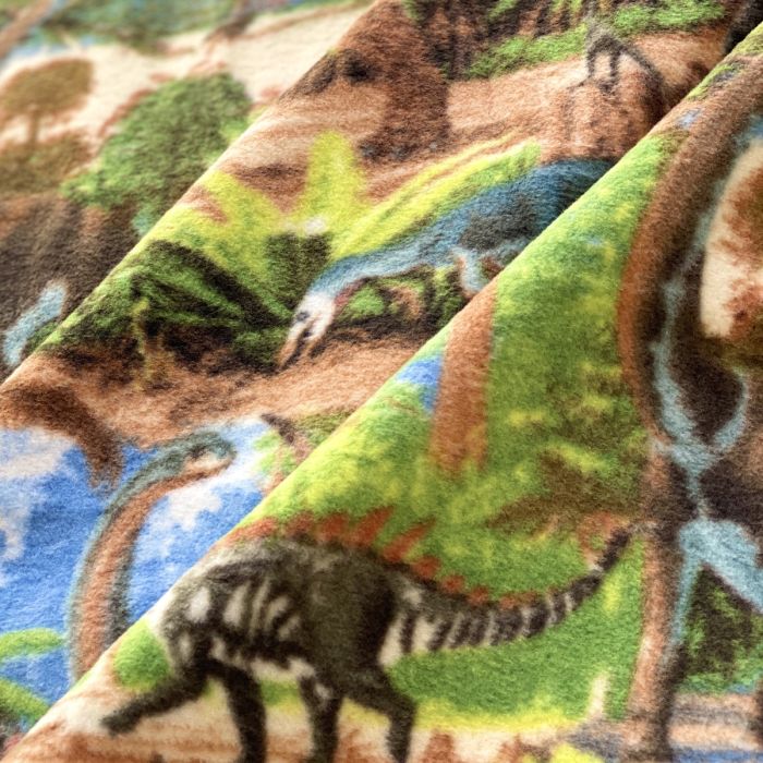 Prehistoric Dinosaur Land Anti-Pill Premium Fleece Fabric | By The Yard