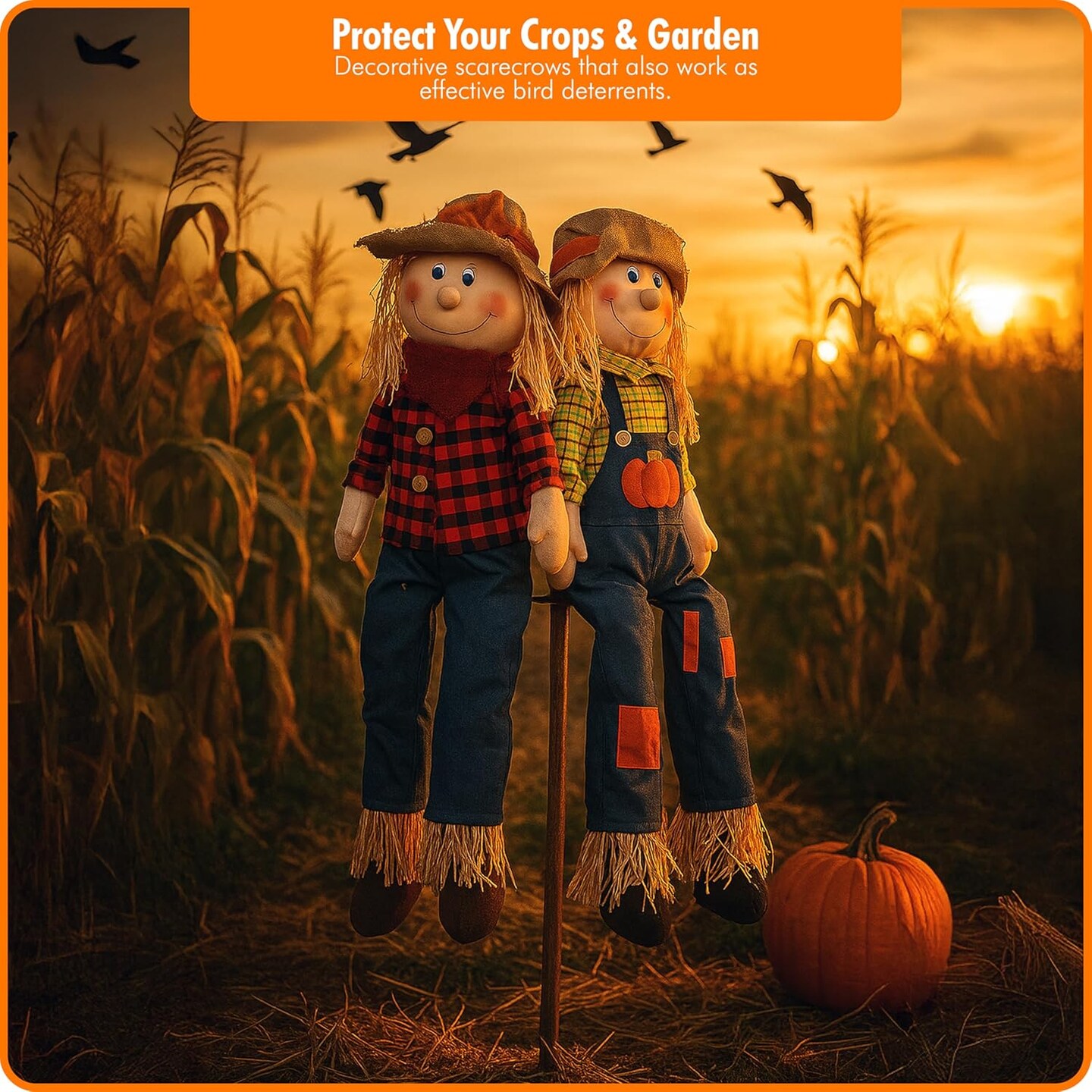 Outdoor Scarecrows Life Size (Set of 2, 12&#x22; x 38&#x22;)