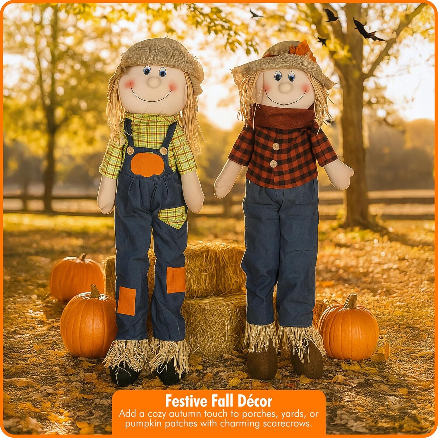 Outdoor Scarecrows Life Size (Set of 2, 12&#x22; x 38&#x22;)