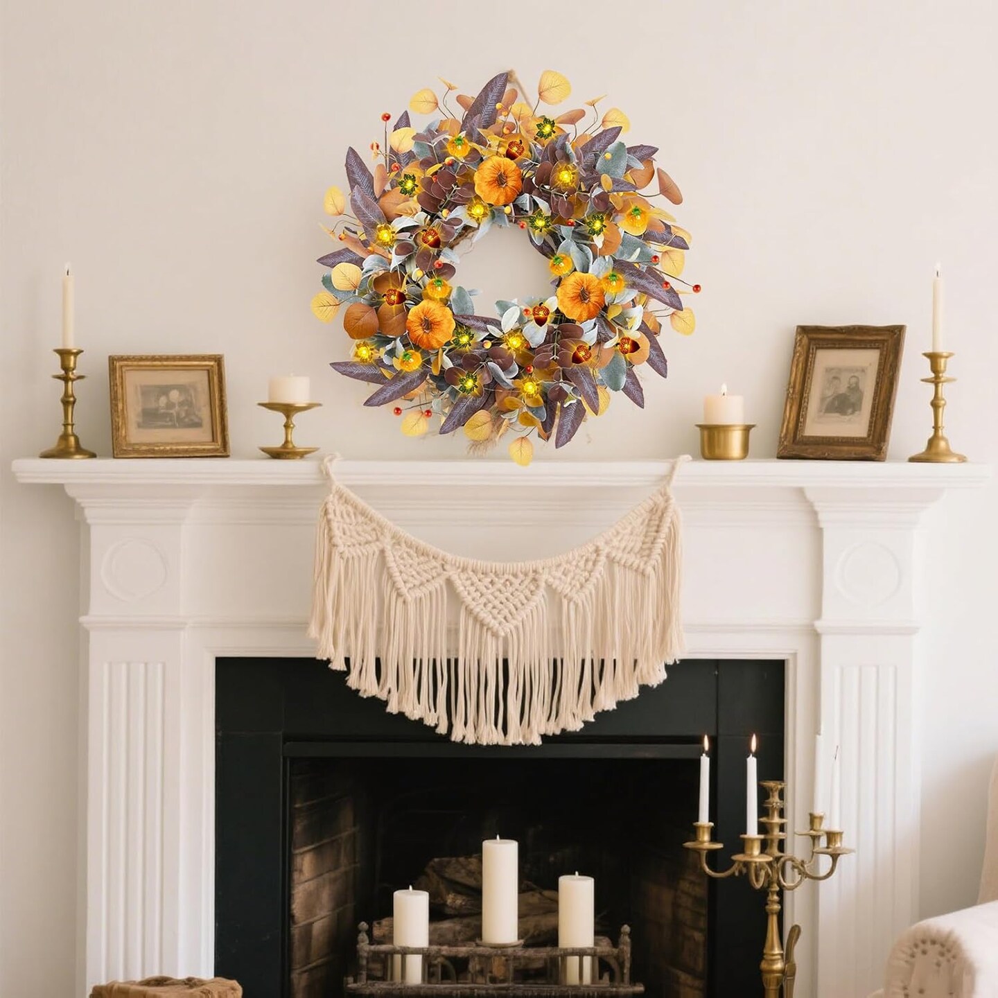 Fall Wreaths for Front Door(&#x9;Pumpkin Wreath)