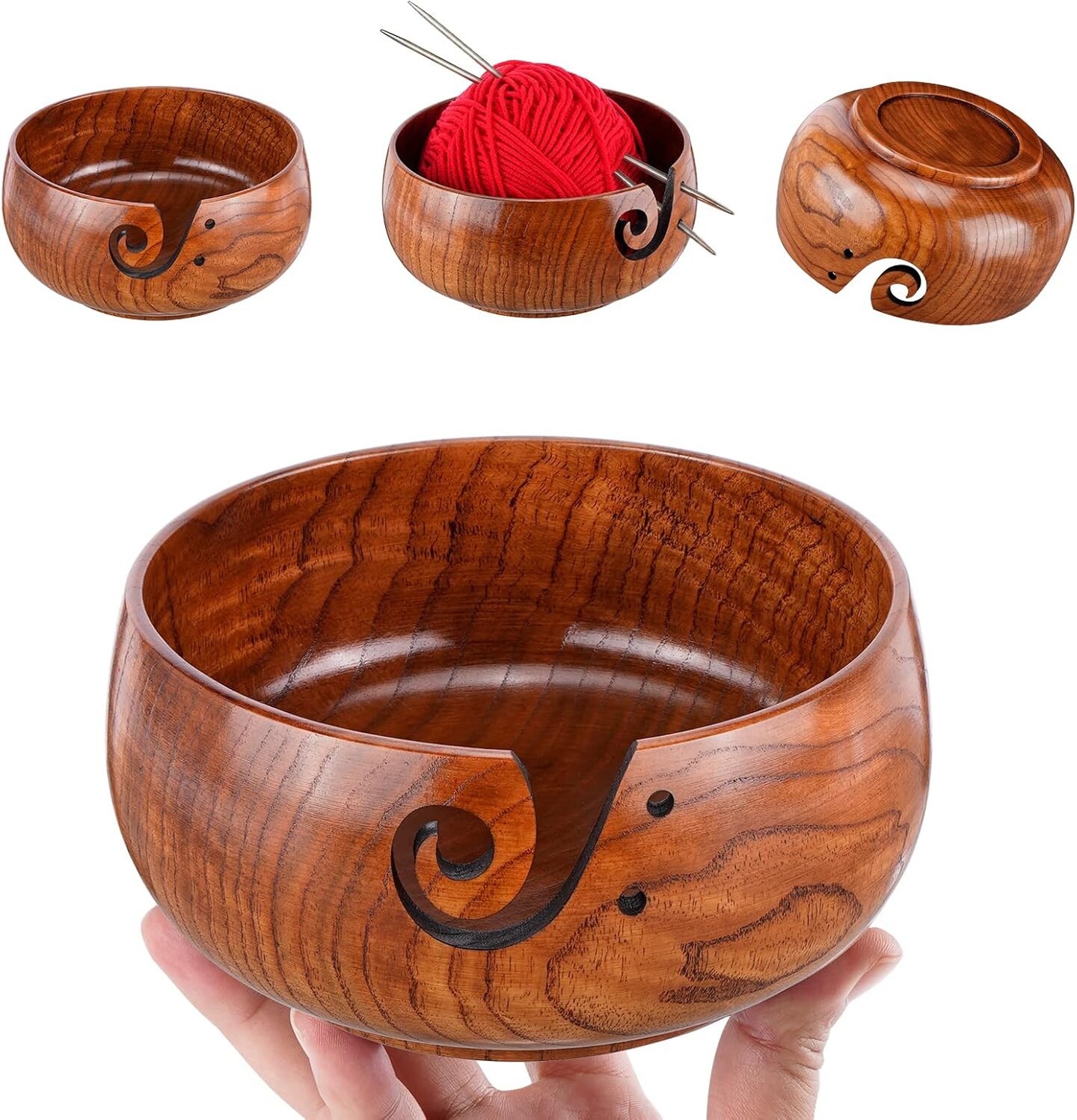 Knitting Yarn Bowl with Holes Storage Handmade(Classic)