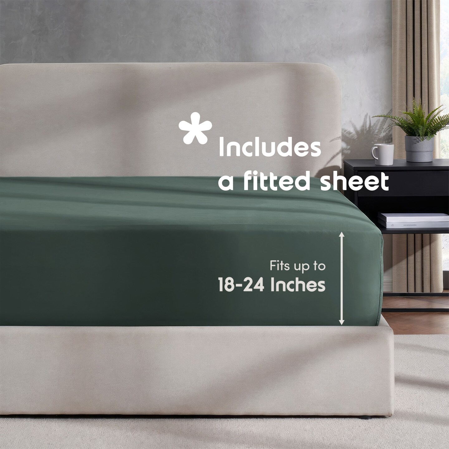 Hearth & Harbor Duvet Cover With Fitted Sheet Soft Double Brushed Bedding Set