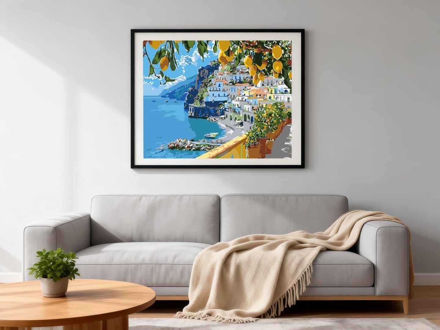 Paint By Number Kits for Adults – Mediterranean Lemon Tree Seaside Landscape DIY Acrylic Paint by Numbers on Canvas for Beginners, Relaxing Home Wall Art & Gift, 12x16 Inch (Unframed)