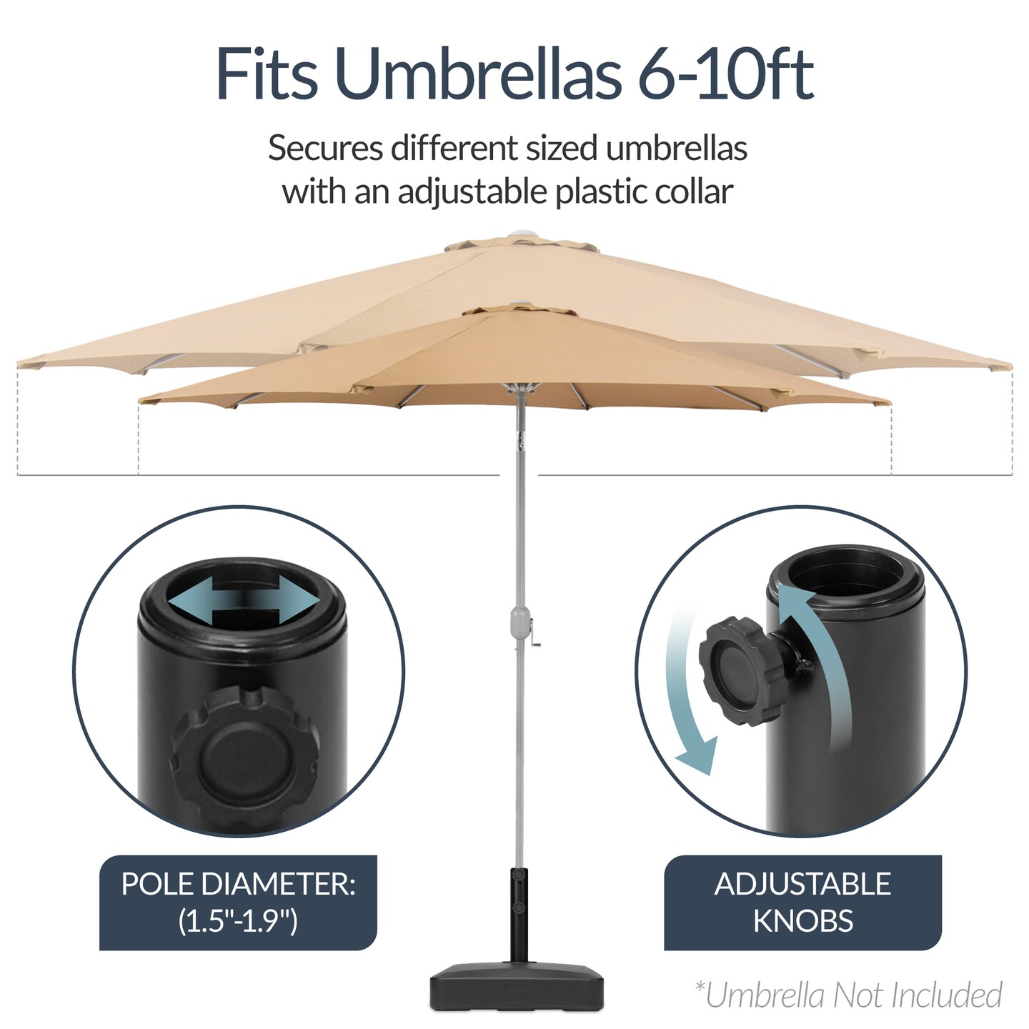 Best Choice Products Fillable Plastic Patio Umbrella Base Stand, Pole Holder w/ Adjustment Knob, Asscher Design