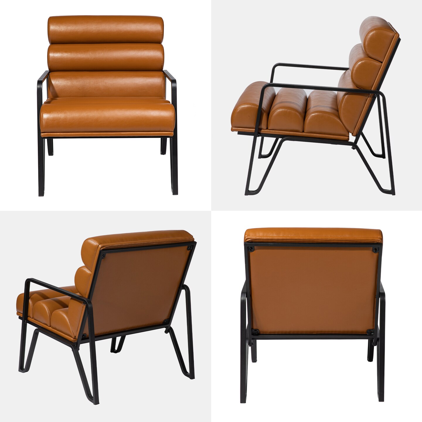 26.75&#x22;W Modern Comfy PU Leather Accent Chair with Metal Frame
