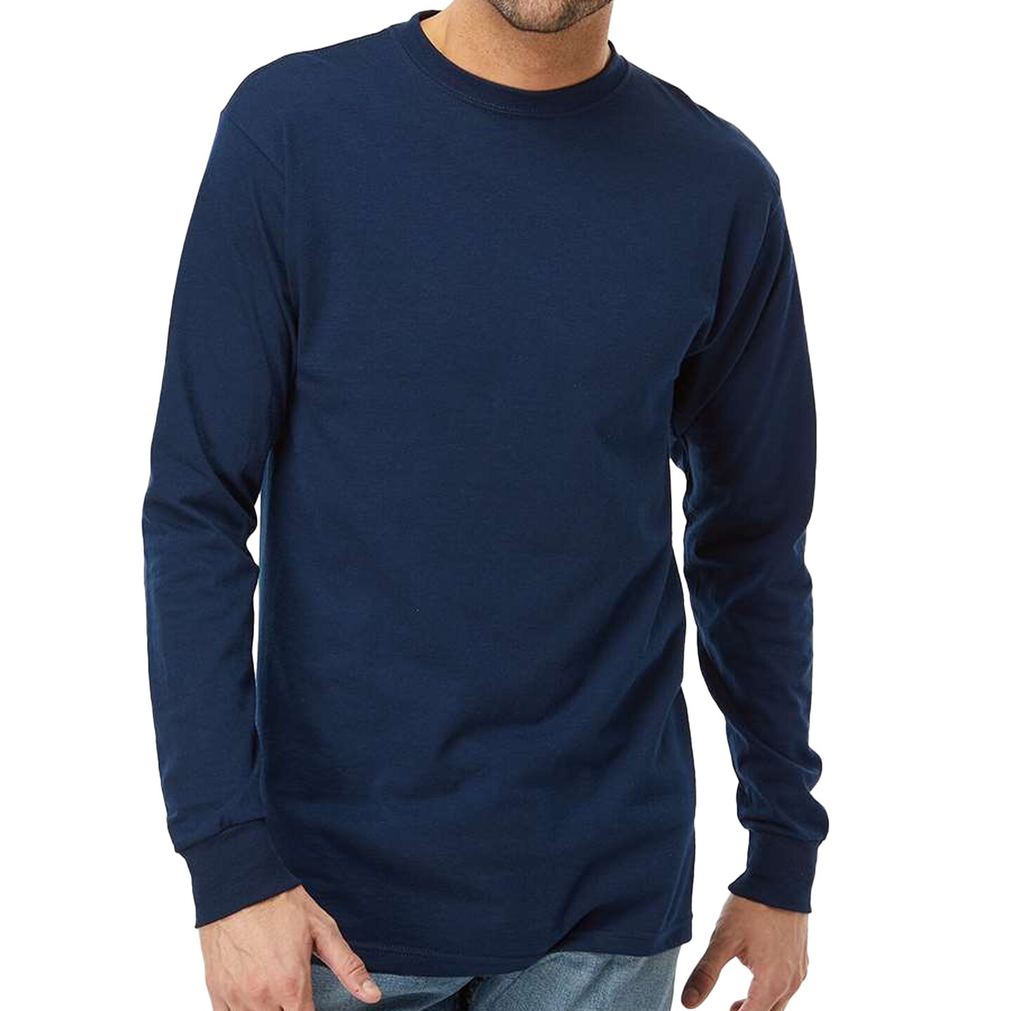 M&O- Gold Soft Touch Long Sleeve T-Shirt, Heavy Cotton Crewneck Adult tee for Men.