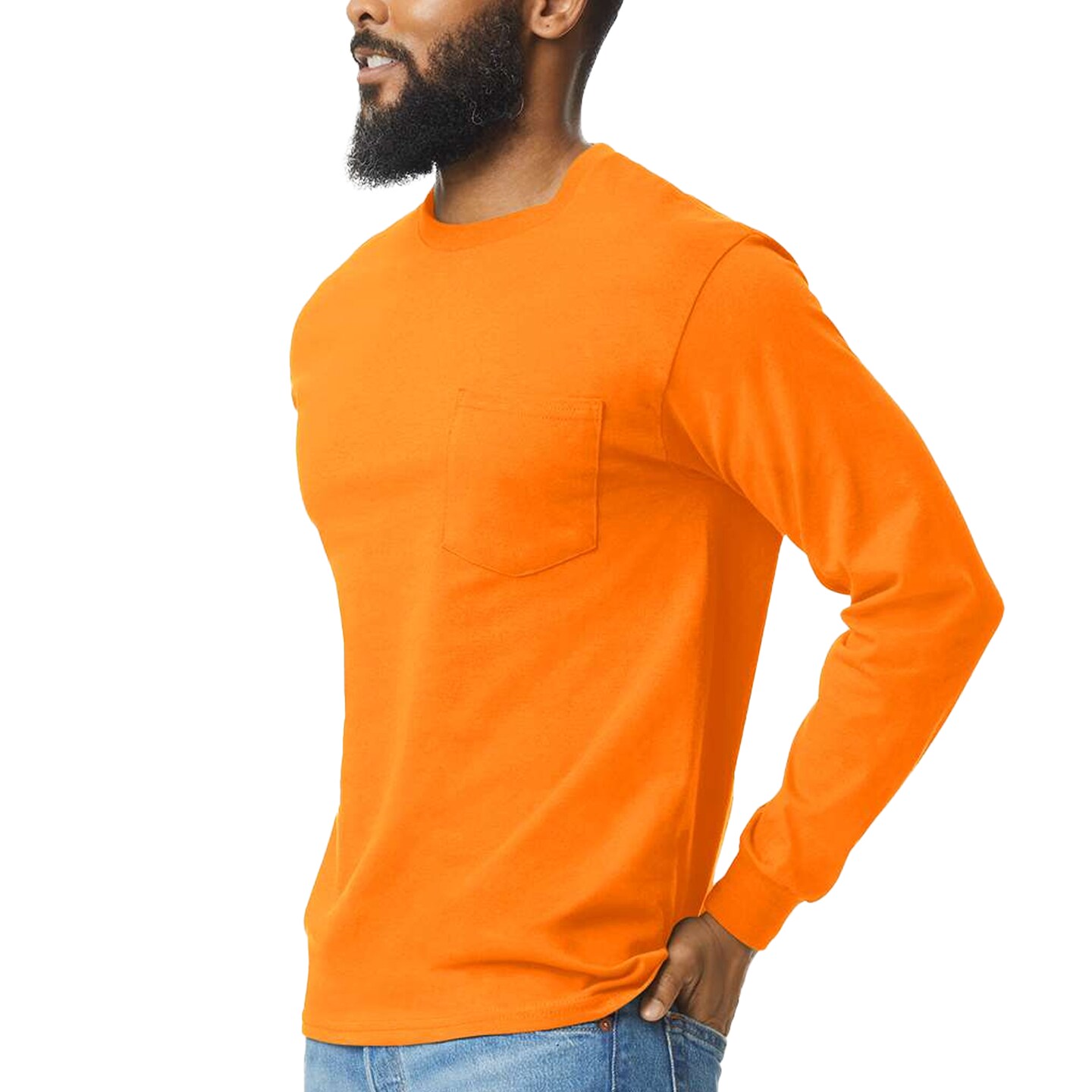 Gildan Ultra Cotton Long Sleeve Pocket T-Shirt, Durable Adult Pullover