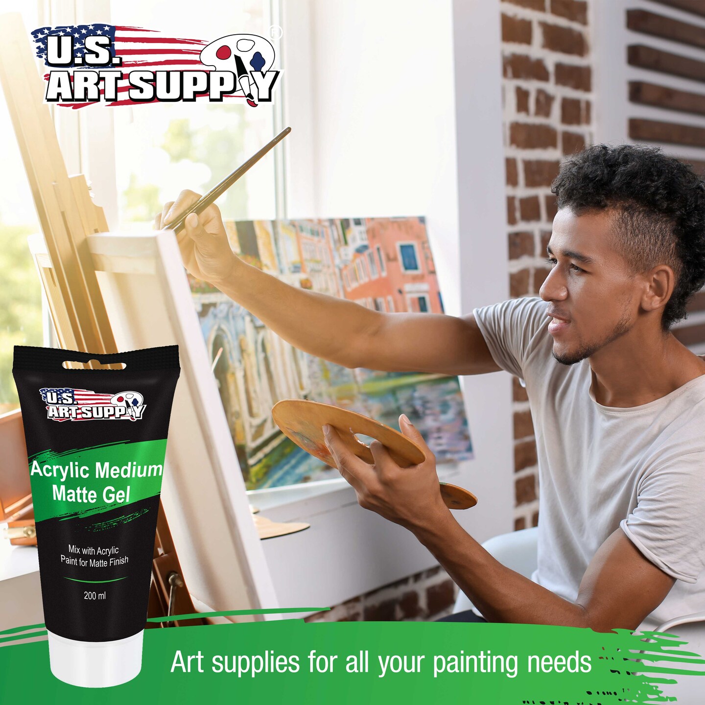 Clear Acrylic Medium Matte Gel, 200ml - (6.7 Ounce) Tube - Increase Viscosity & Transparency in Acrylic Paints