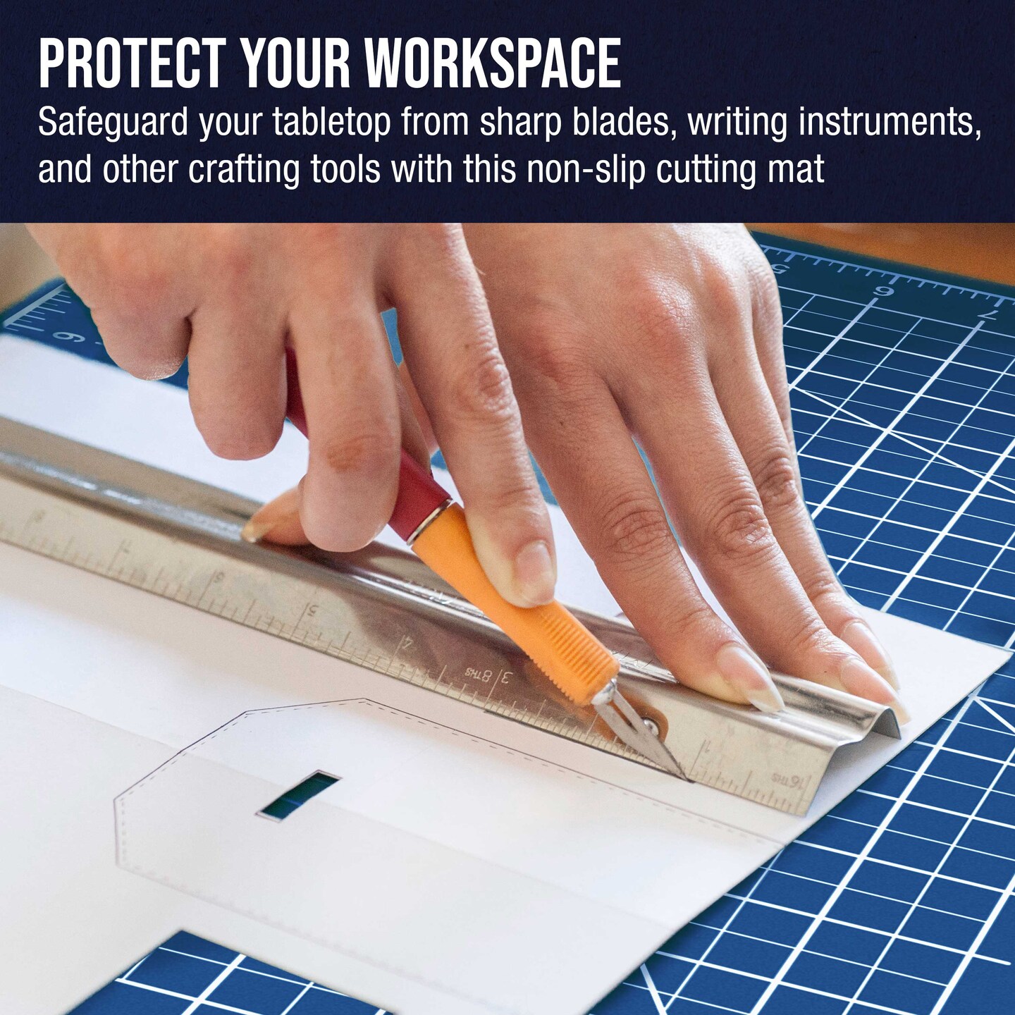 18" x 24" Self-Healing Cutting Mat 5-Ply - Double-Sided White/Blue Craft Mat, Non-Slip Cutting Mats for Crafts, Sewing, Quilting, Scrapbooking