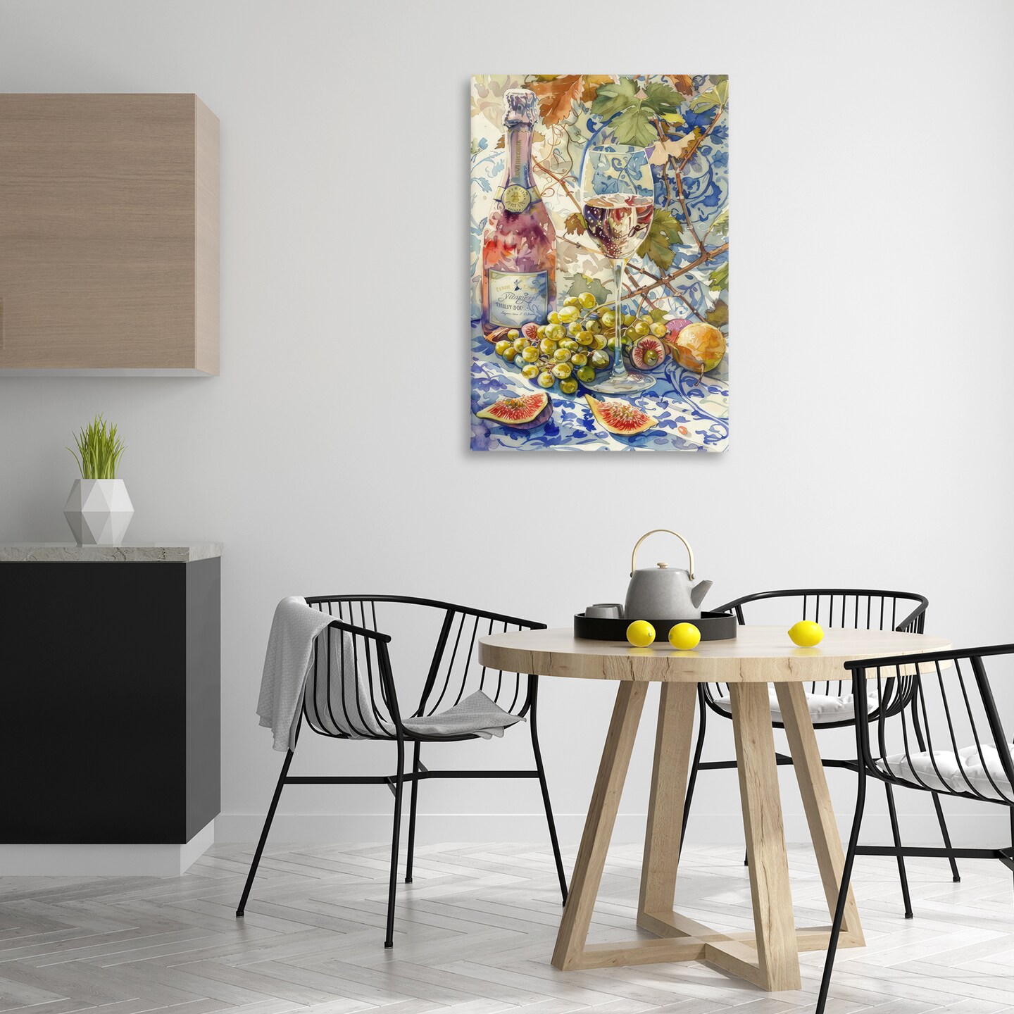 Stupell Industries Grapes &#x26; Wine Bottle Canvas Wall Art Design by LSR Design Studio