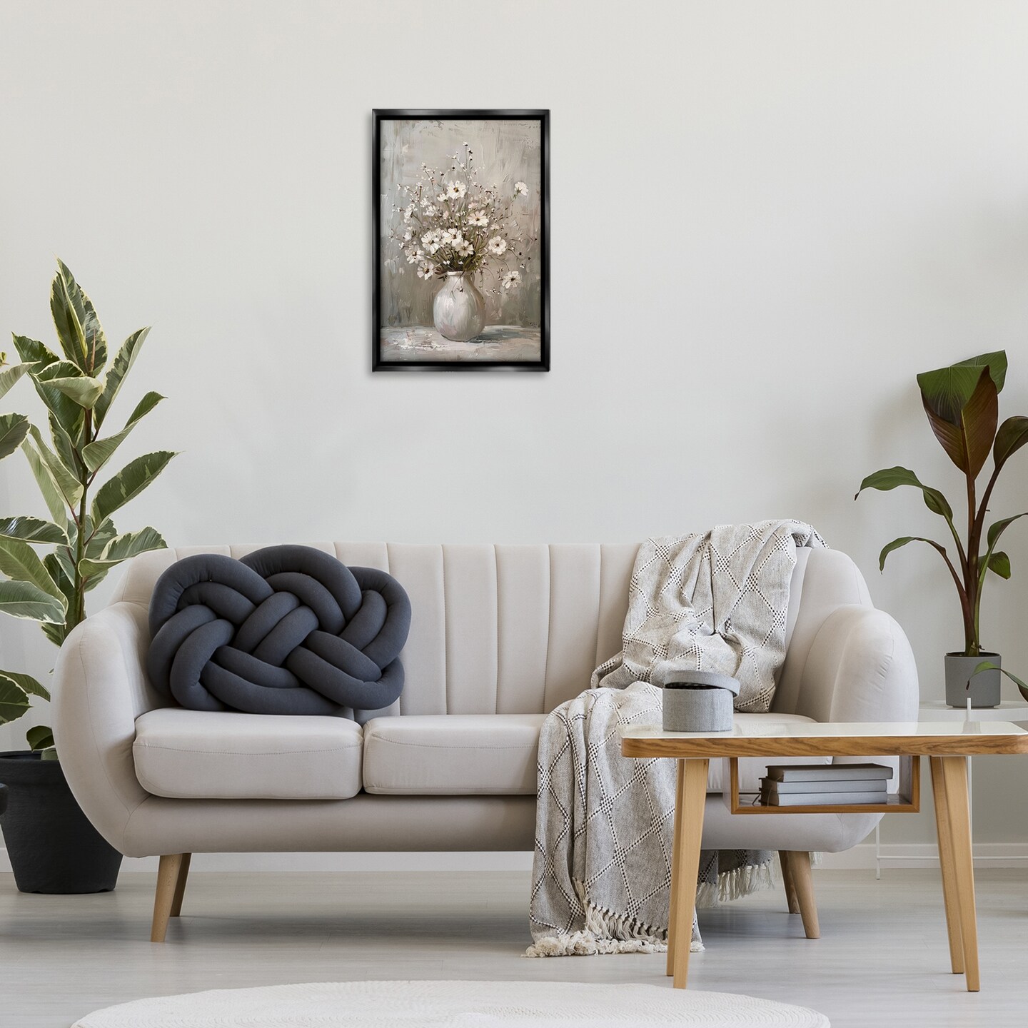 Stupell Industries Vintage Still Life Daisies Floater Framed Canvas Wall Art Design by LSR Design Studio